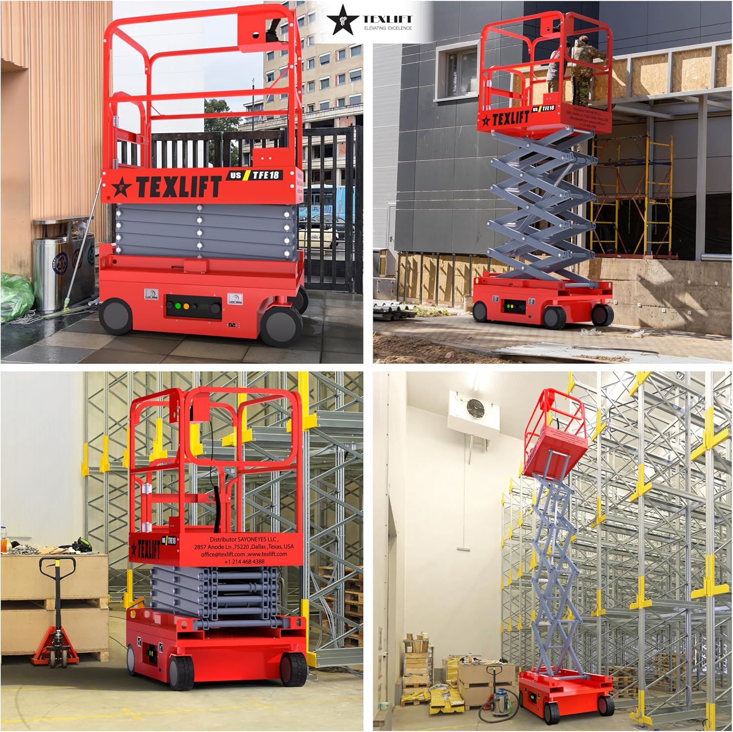 18ft (216 inch) Height Full Electric Scissor Lift – 440 LBS Capacity | Compact & High-Performance US-TFE18 - TEXLIFT