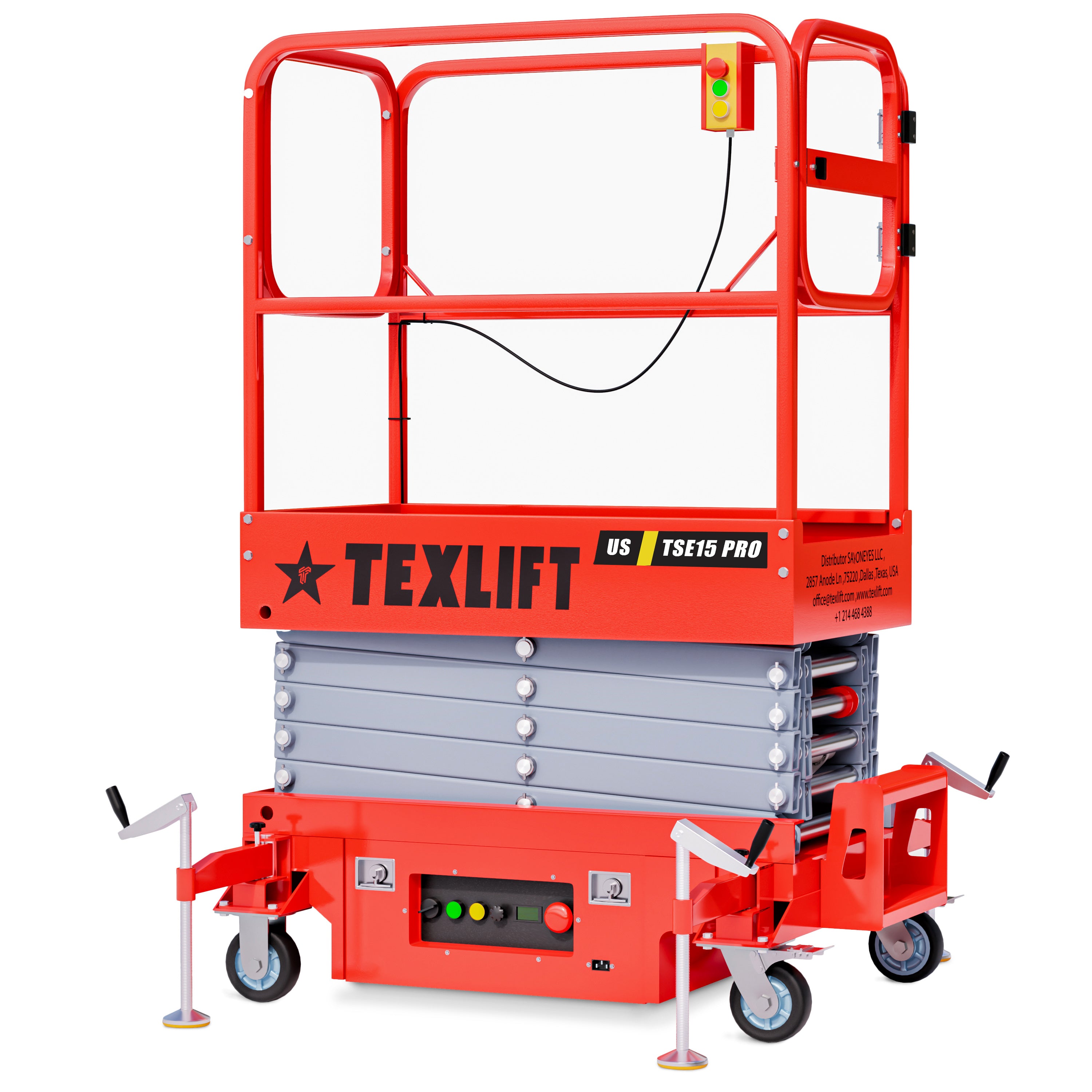15 ft Semi-Electric Scissor Lift 440 lb | Lithium | US-TSE15 PRO