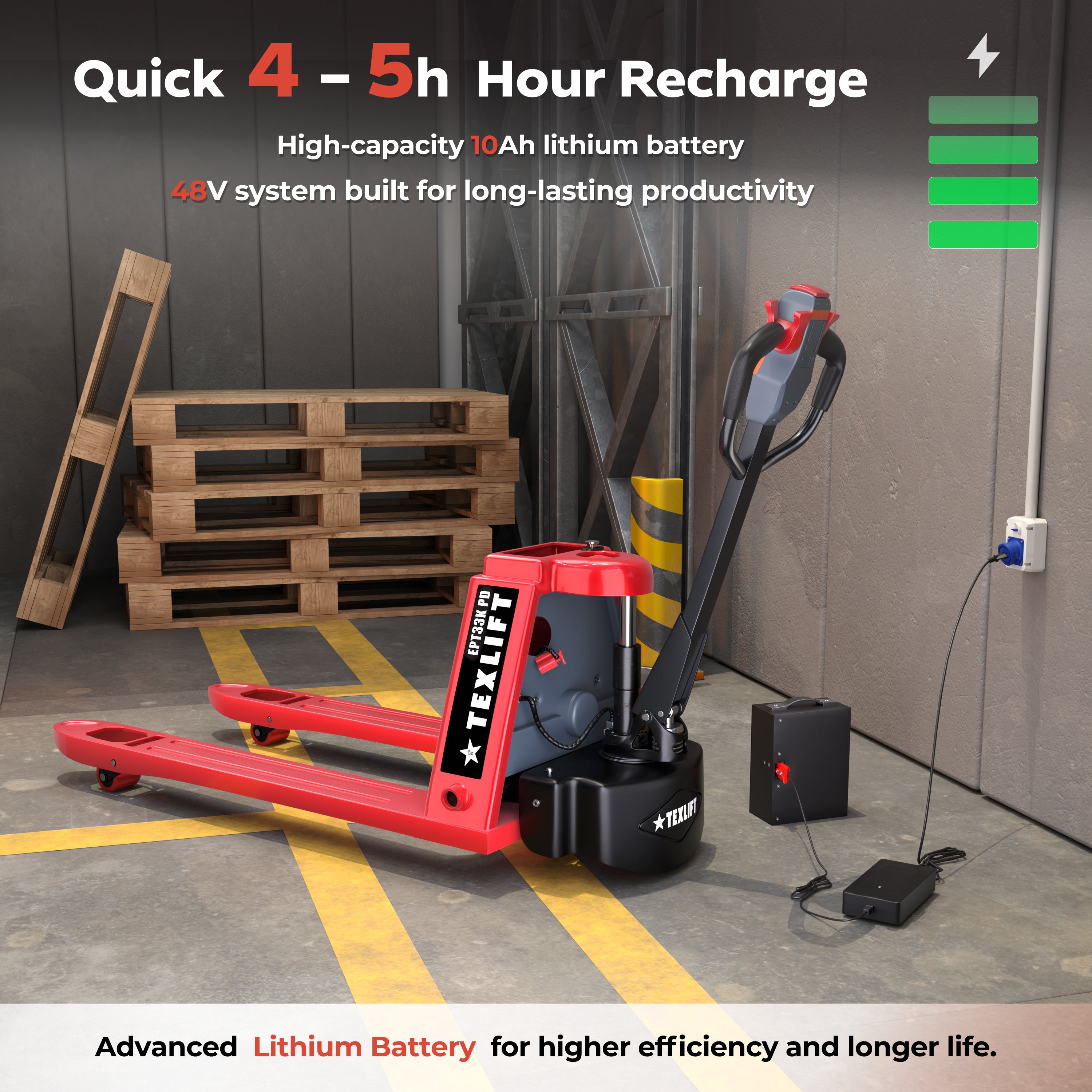 Electric Pallet Jack 3,300 lbs Capacity – US-EPT33K PD (48-Inch Forks, 48V Lithium) - TEXLIFT