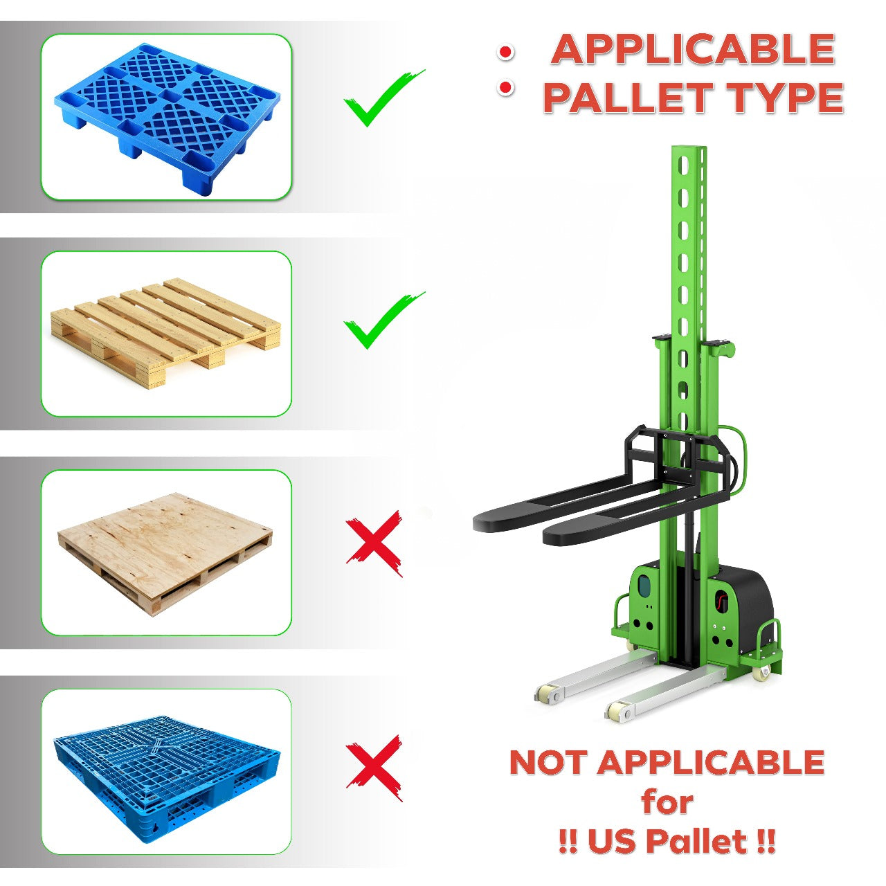 SELF STACKER SEMI ELECTRIC 1100LBS (TX-ZTS-11K-SE) - TEXLIFT
