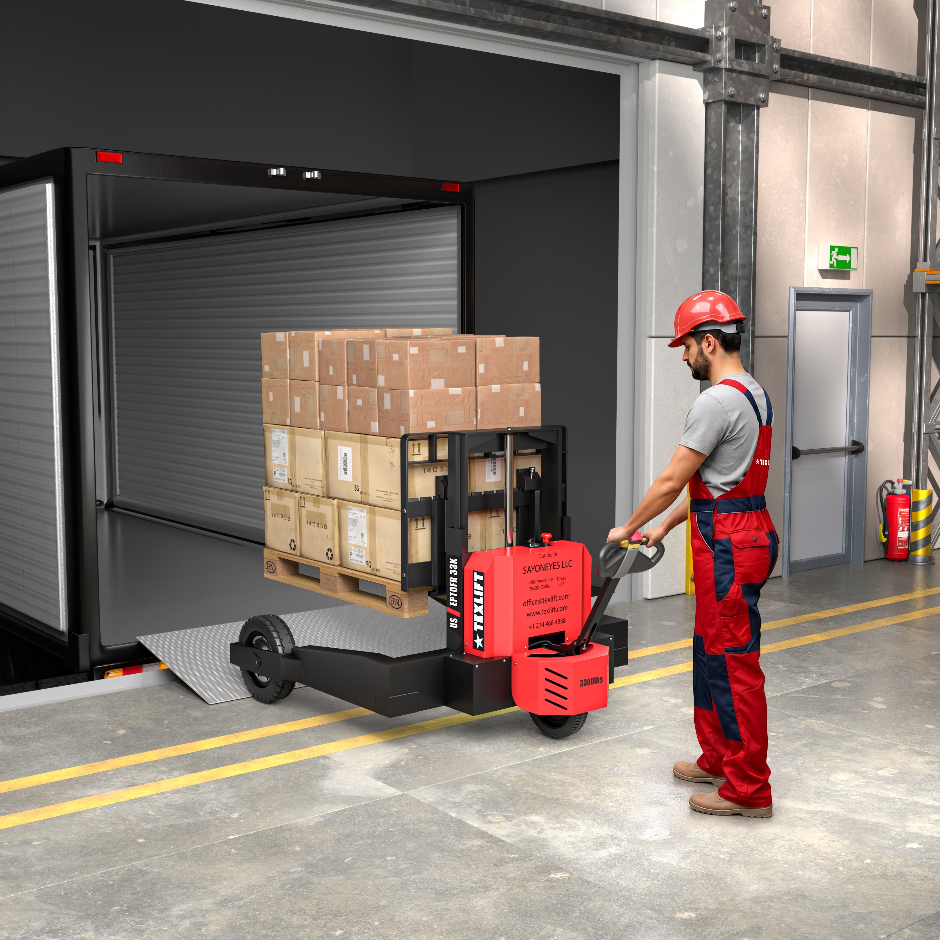 All-Terrain Offroad Electric Pallet Jack – 3,300 lbs Capacity, 12″ Lift, Solid Tires – US-EPTOFR33K - TEXLIFT