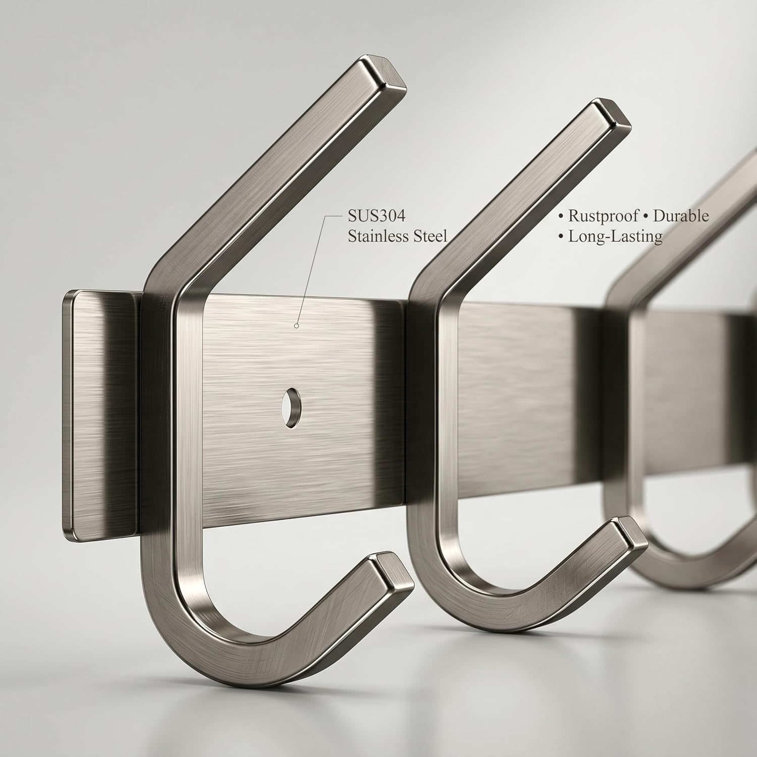 2 Pack Wall Mounted Coat Rack – 6 Heavy-Duty Hooks – Silver Stainless Steel
