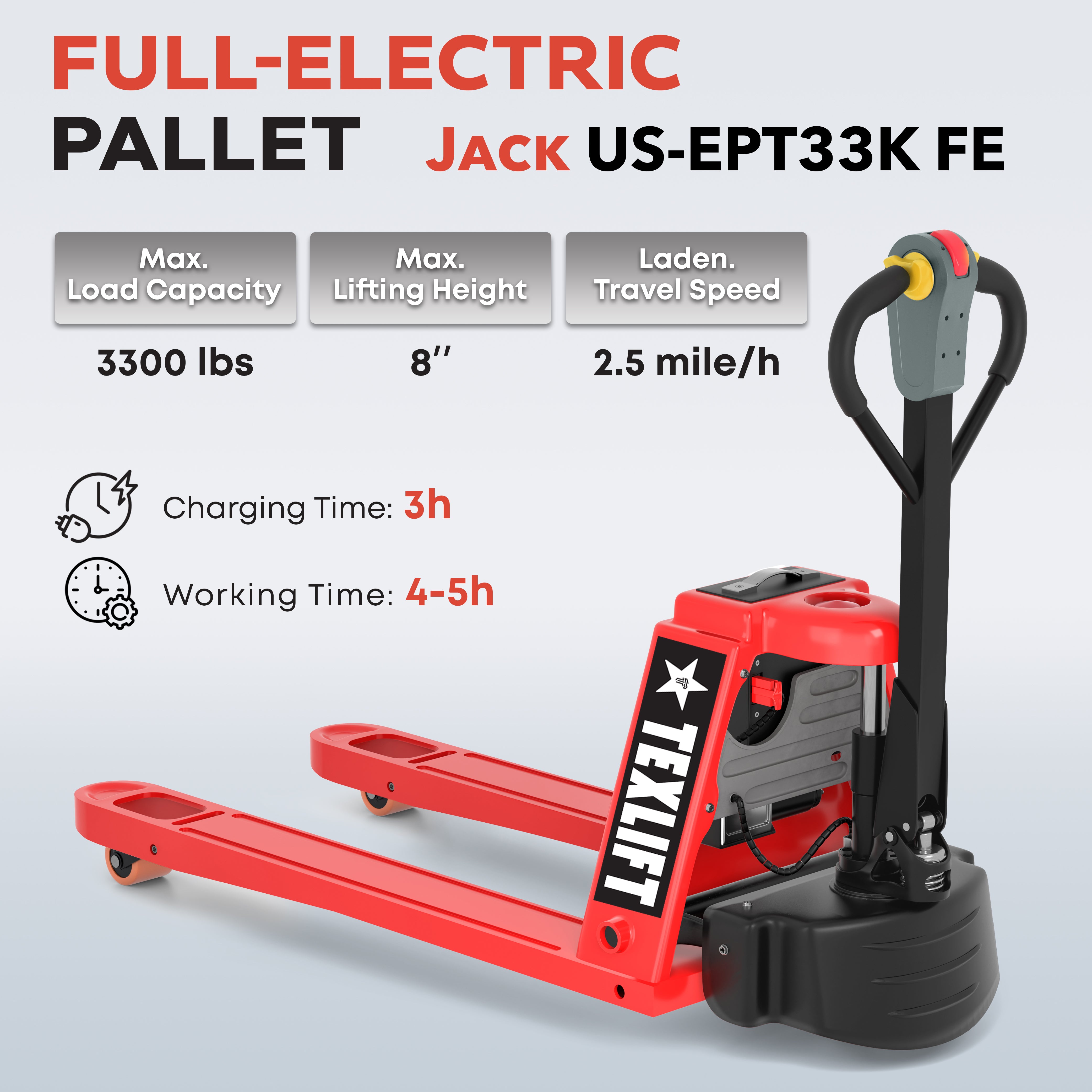 Electric Pallet Jack US-EPT33K FE with 3300 Lbs Capacity – Heavy-Duty Performance - TEXLIFT