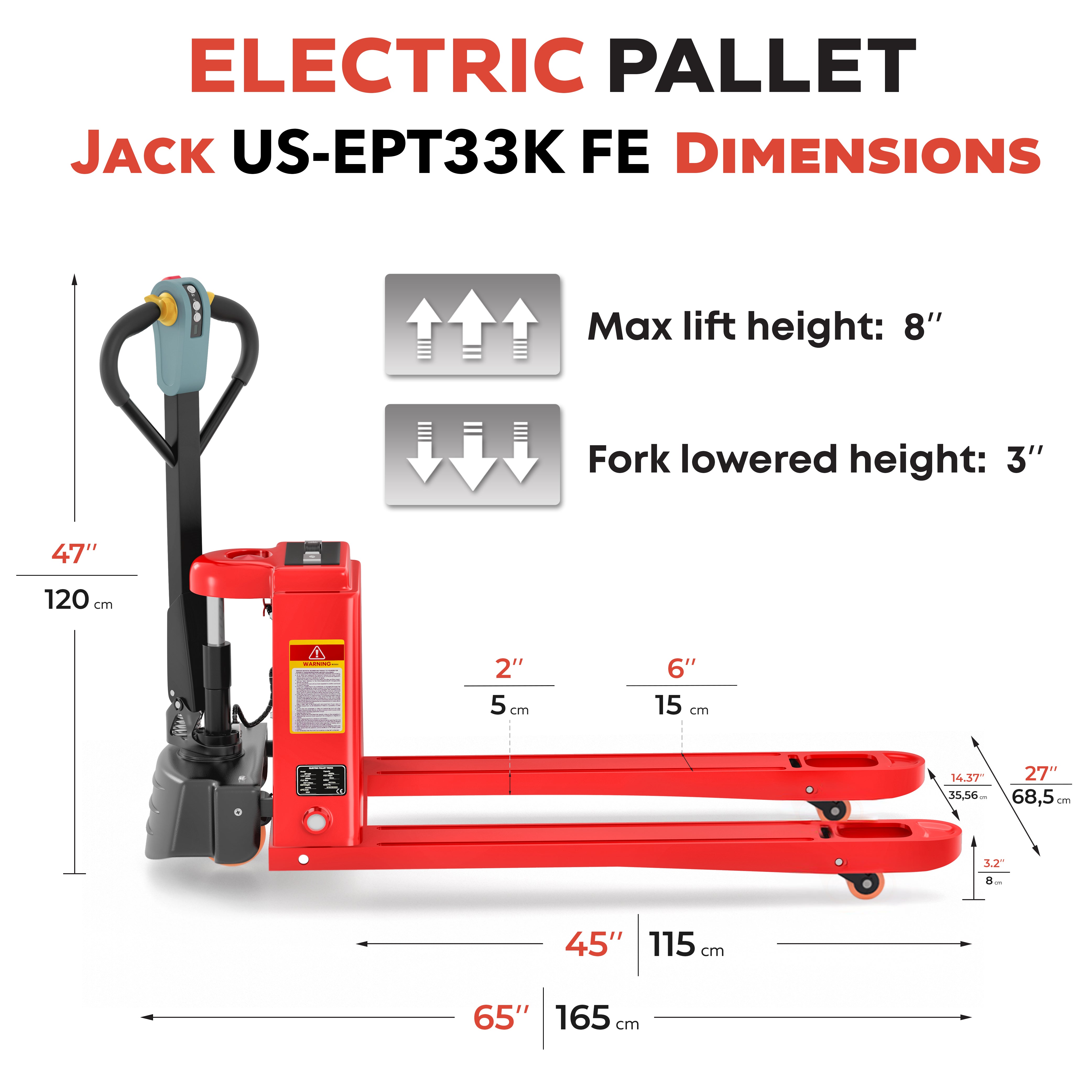 Electric Pallet Jack US-EPT33K FE with 3300 Lbs Capacity – Heavy-Duty Performance - TEXLIFT