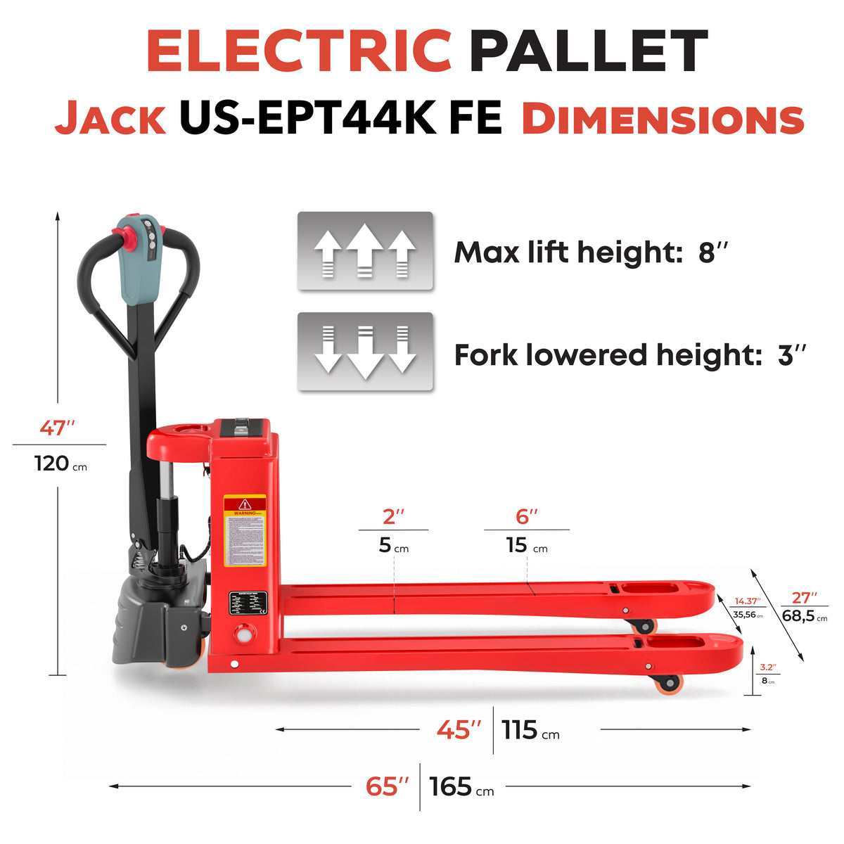 Electric Pallet Jack US-EPT44K FE with 4400 Lb Capacity – Heavy-Duty Performance - TEXLIFT