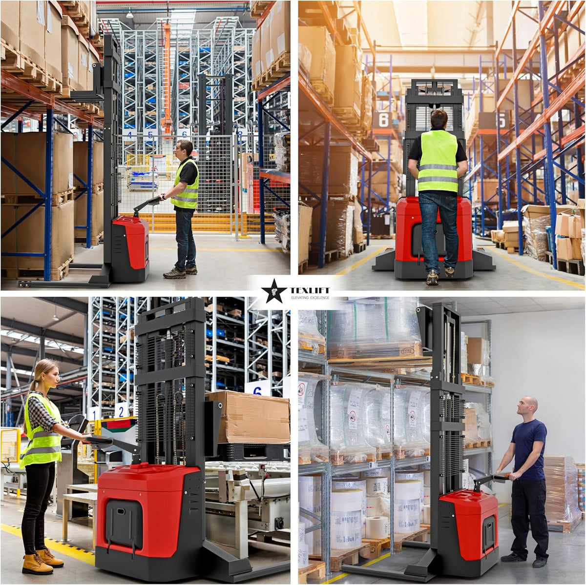 Electric Pallet Stacker – Rider Type, 3300 LBS, 12ft (138 inch) Lift, with Straddle Legs - TEXLIFT