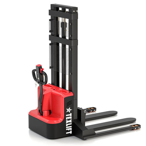 Electric Walkie Pallet Stacker – 118” Lift, 3300 lbs Capacity, Fixed Straddle Legs