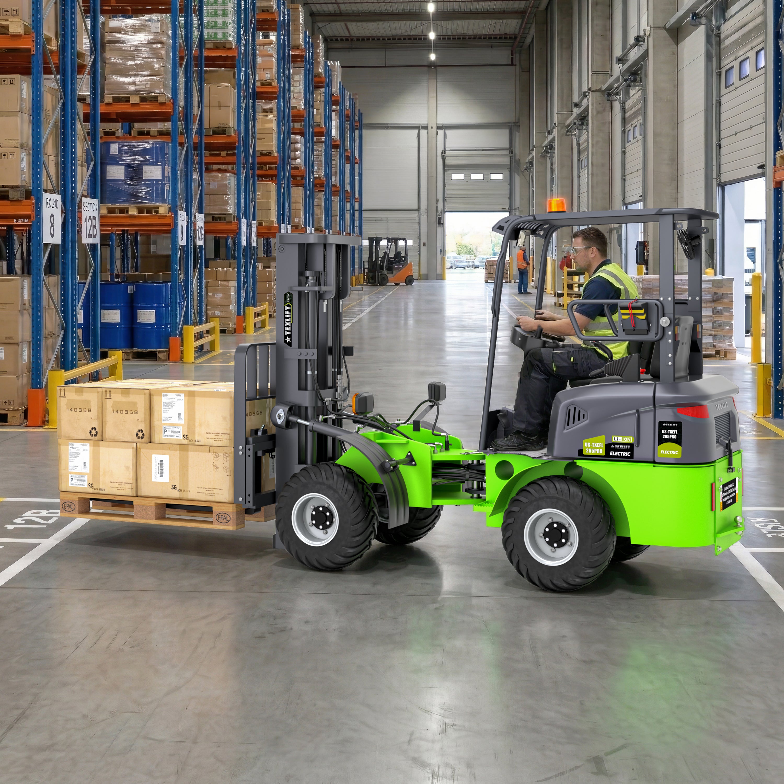 Electric Wheel Offroad Forklift – US-TXEFL265PRO (2,650 lb Capacity, 4WD, Lithium Battery) - TEXLIFT