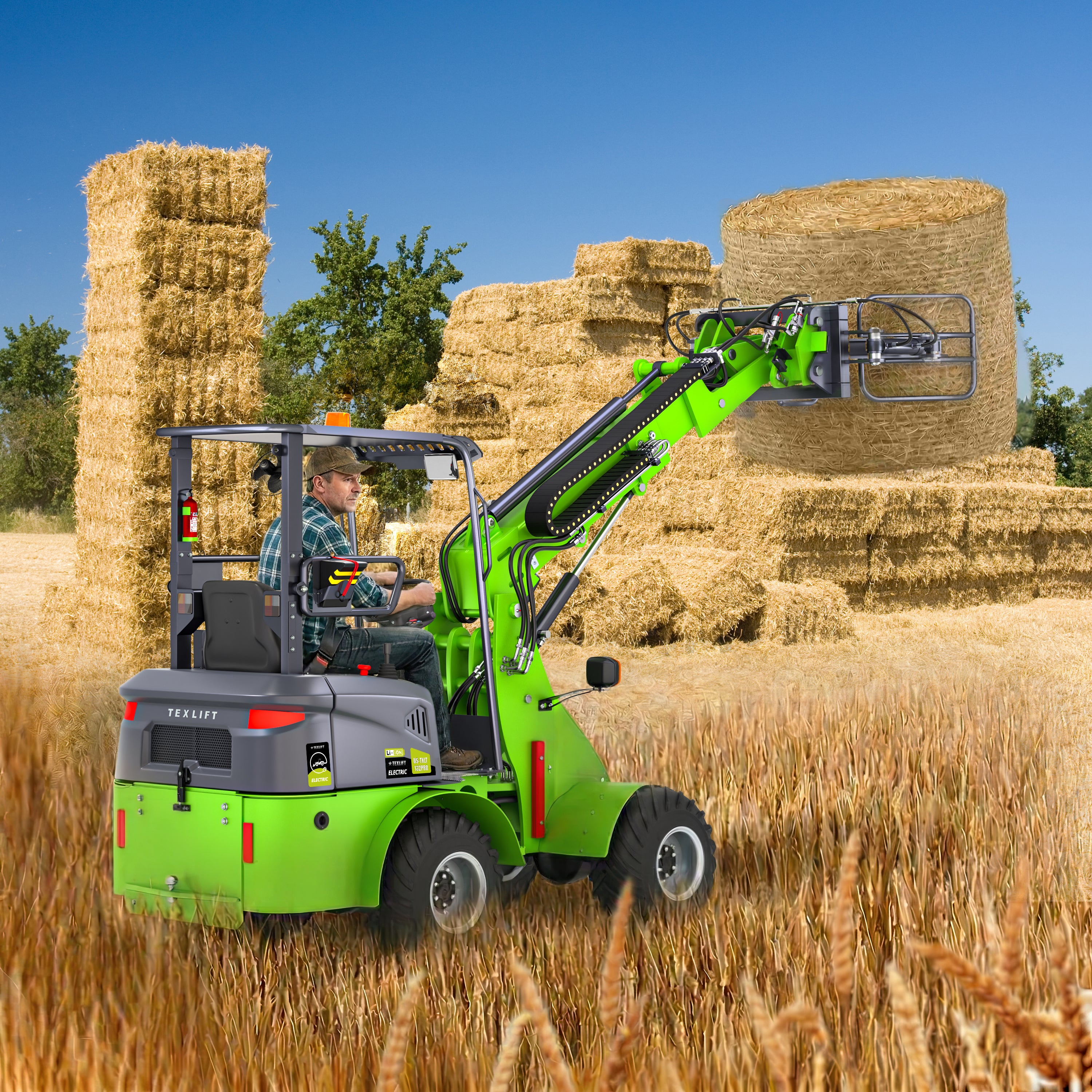 Texlift US-TXLT132 PRO Electric Telescopic Wheel Loader – 1,320 lb Capacity, 155″ Lift - TEXLIFT