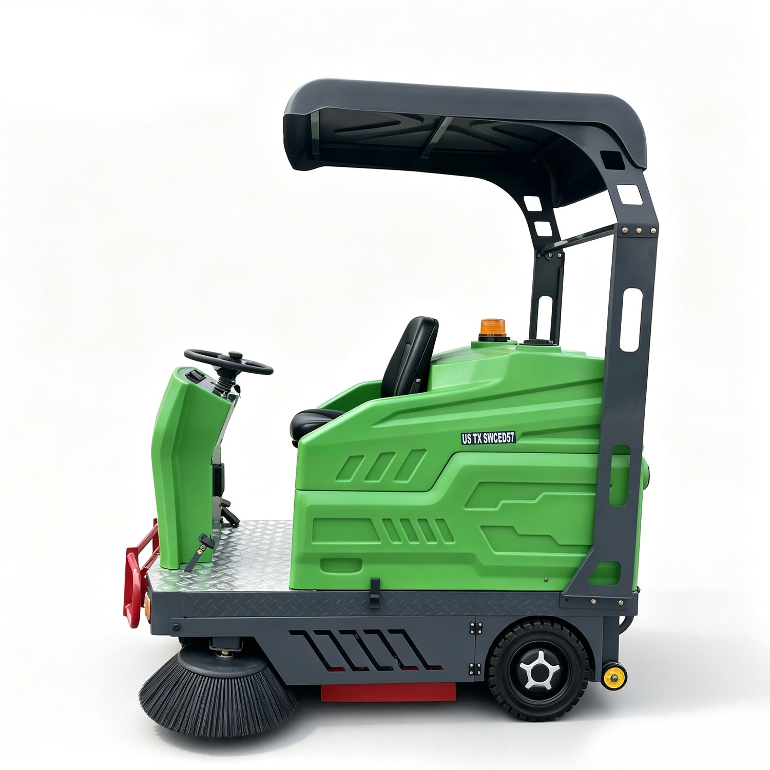 57" Ride-On Electric Floor Sweeper with Canopy, 48-Gallon Hopper | US-TX SWCED57