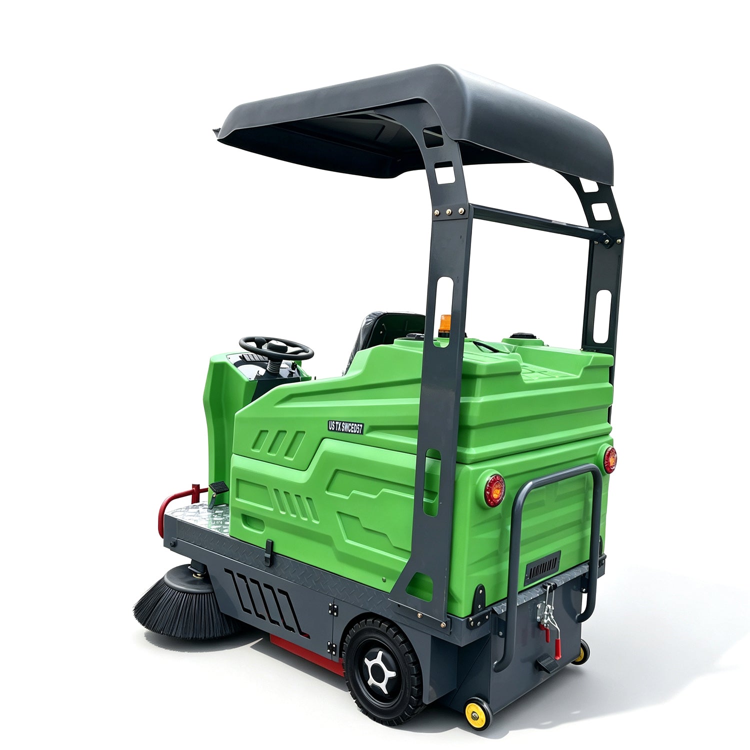 57" Ride-On Electric Floor Sweeper with Canopy, 48-Gallon Hopper | US-TX SWCED57