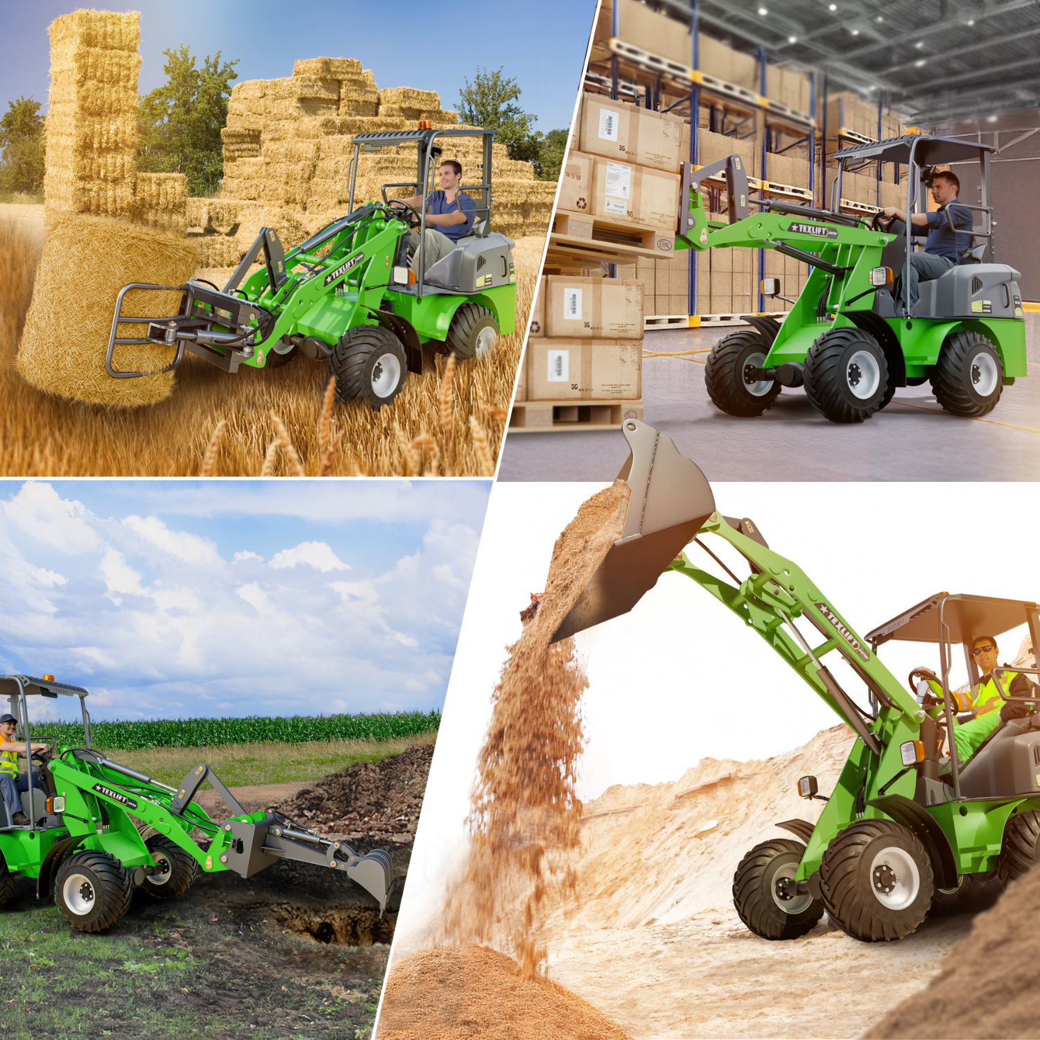 Lithium-Ion Battery Electric Wheel Loader | US-TXL140PRO | 1400 LBS Capacity | 132" Lift