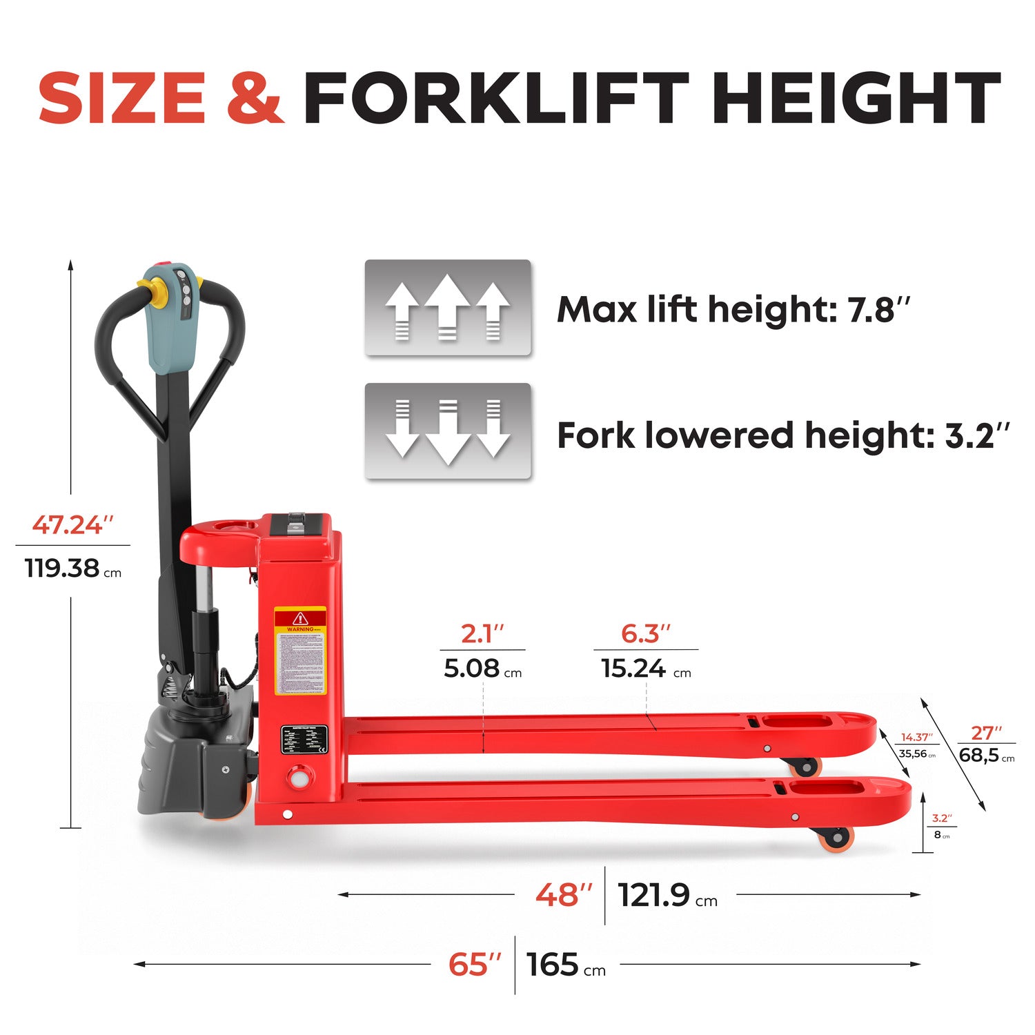 Full Electric Pallet Stacker & Electric Pallet Jack Package – 118” Lift & 3300Lbs Capacity