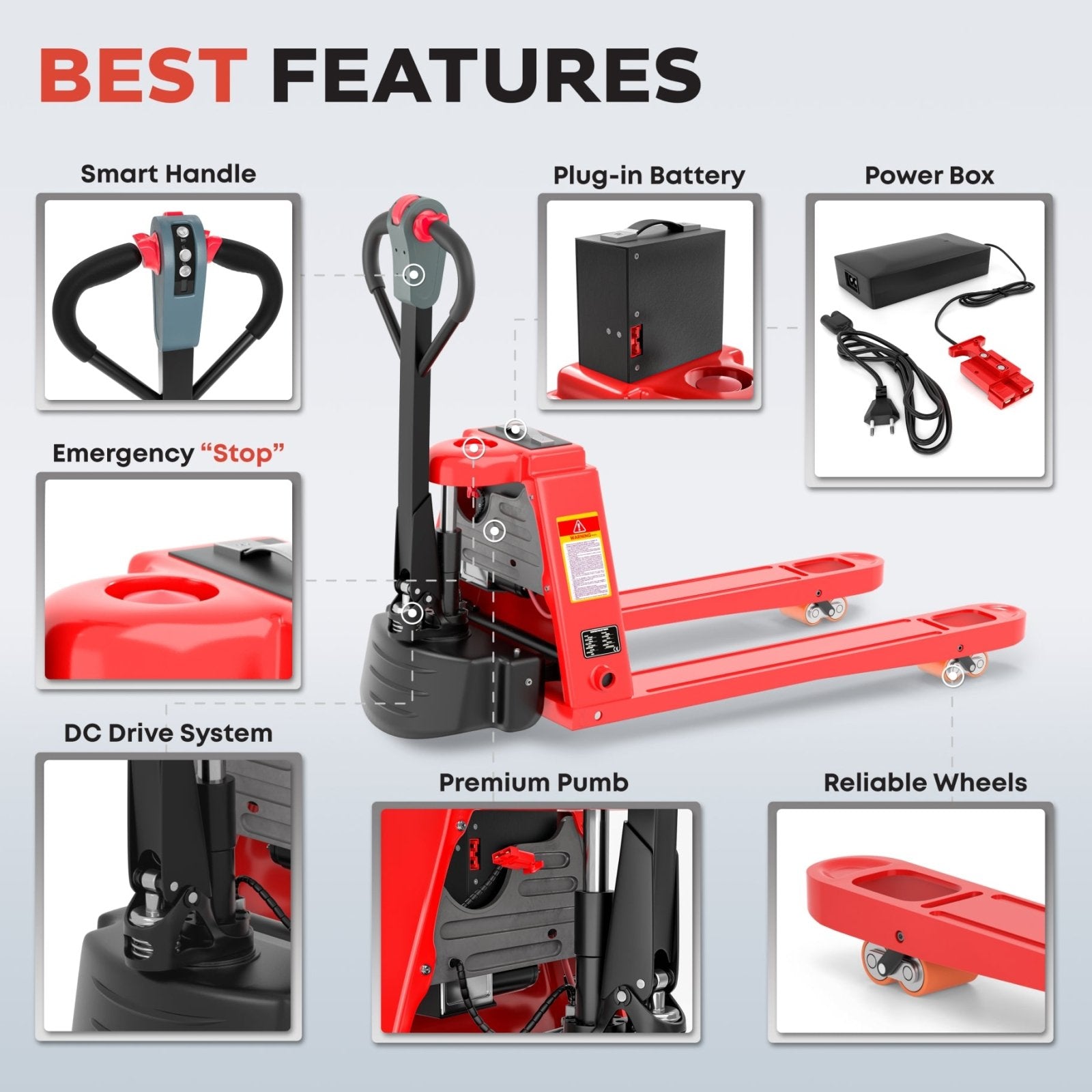 Full Electric Pallet Stacker (98” Lift, 3300Lbs) & Pallet Jack (4400Lbs) – Complete Warehouse Package - TEXLIFT