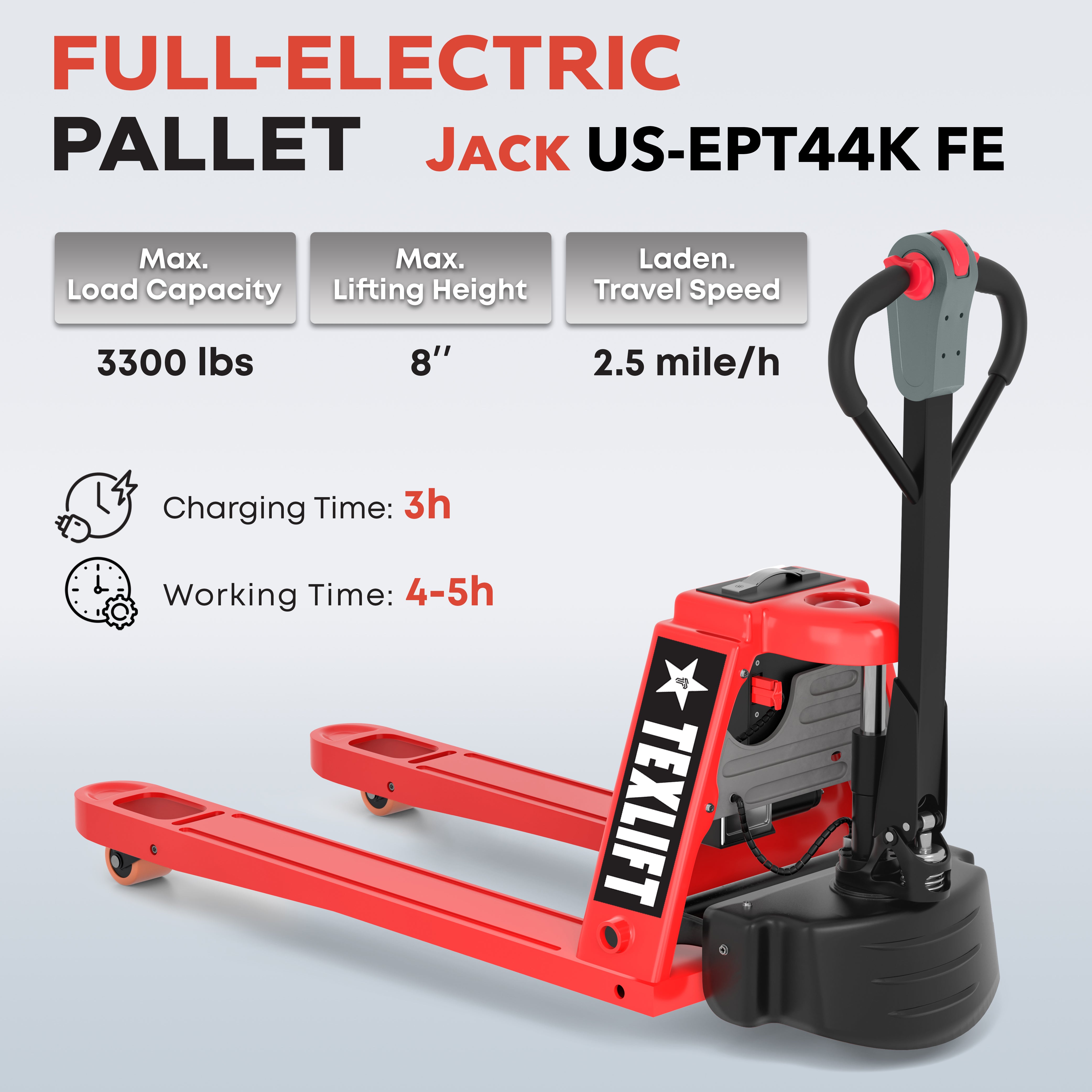 Full Electric Pallet Stacker (98” Lift, 3300Lbs) & Pallet Jack (4400Lbs) – Complete Warehouse Package - TEXLIFT