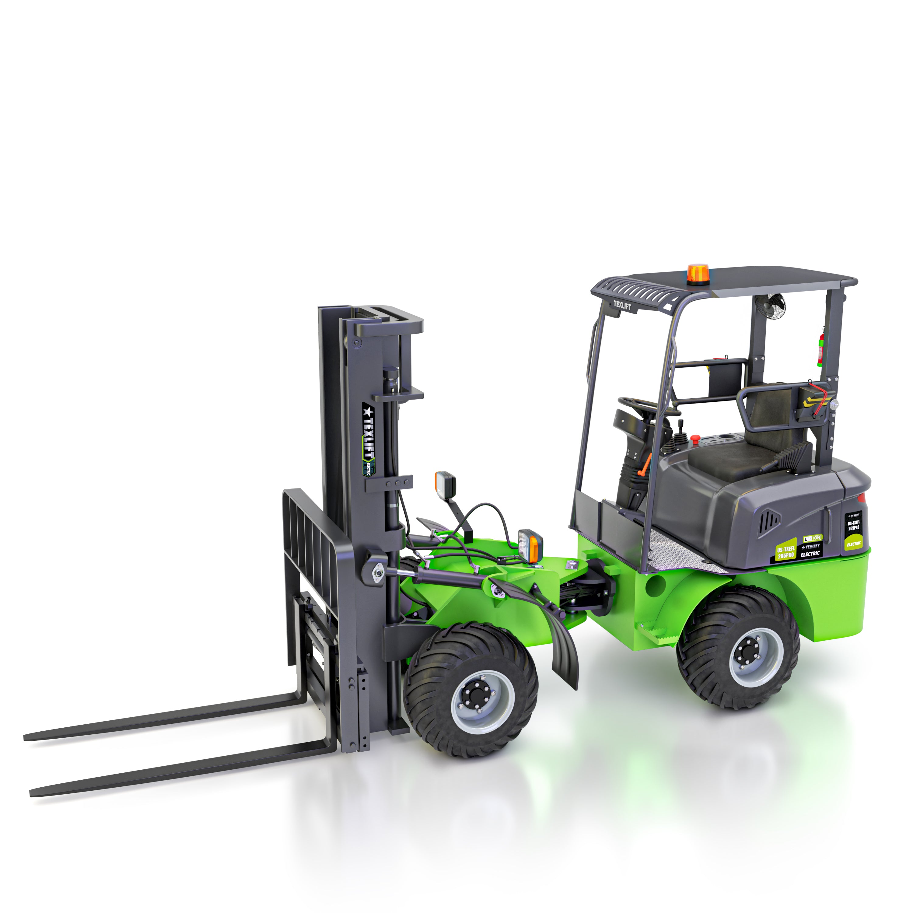 Electric Wheel Offroad Forklift – US-TXEFL265PRO (2,650 lb Capacity, 4WD, Lithium Battery)