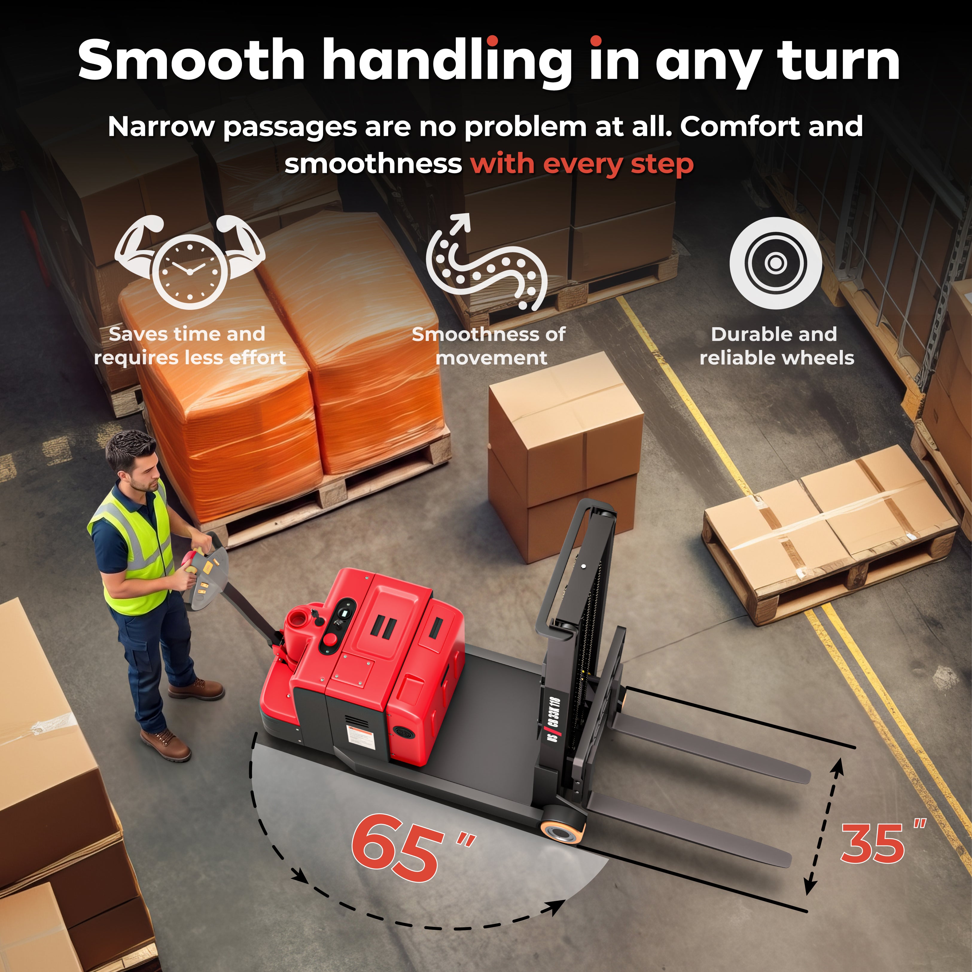 3,300 lb Electric Counterbalance Forklift Stacker – 118" Lift – US-CB33K 118 - TEXLIFT
