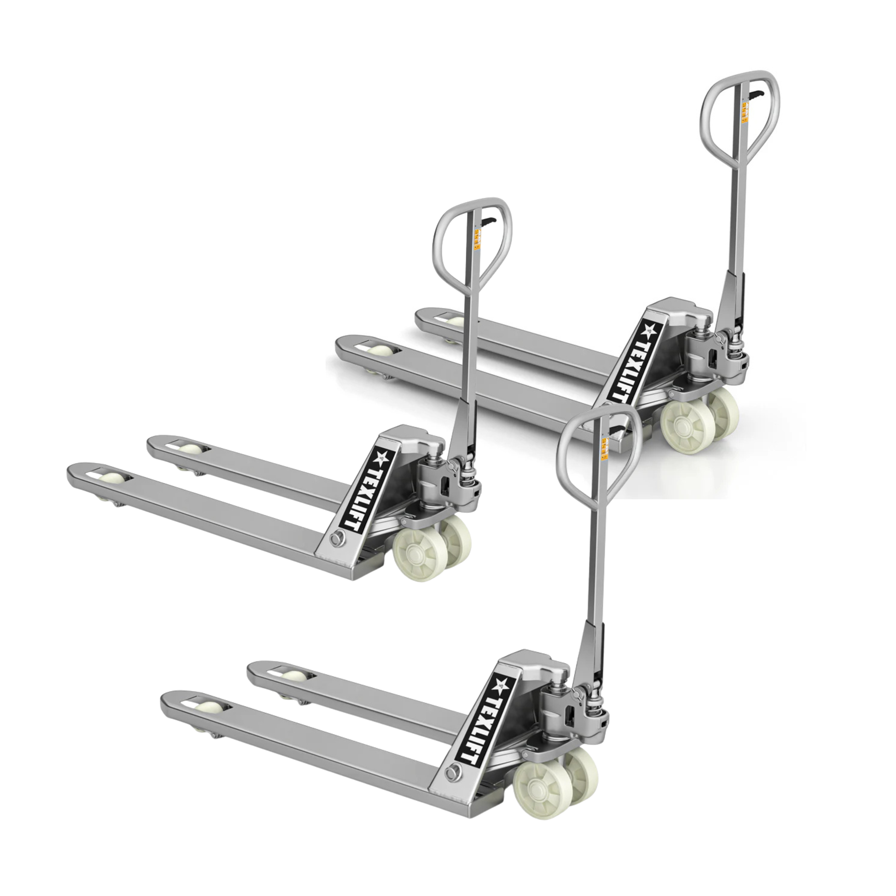 3 Pack Stainless Steel Pallet Jack – 5,500 lb Capacity | US-PTSS55K - TEXLIFT