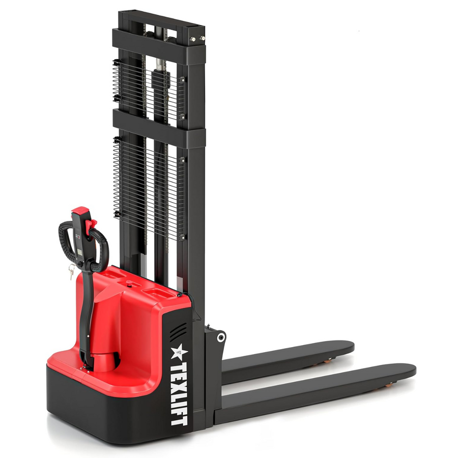 3300Lbs Full Electric Walkie Stacker with Narrow Legs – 10ft (118 inch) Lift for EU Pallets - TEXLIFT
