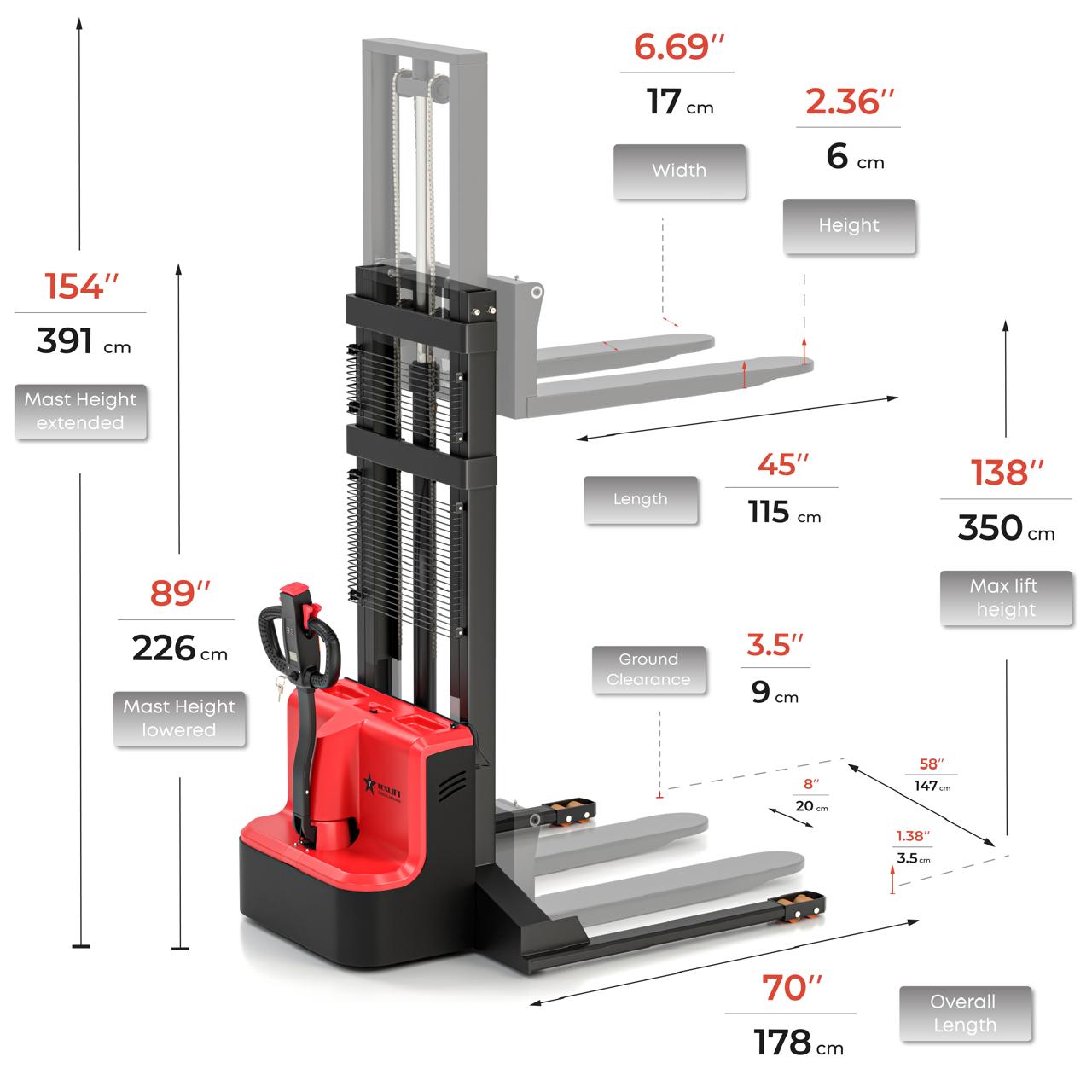 Full Electric Pallet Forklift Walkie Stacker Straddle Legs 3300Lbs Lift 138 Inch -  TEXLIFT