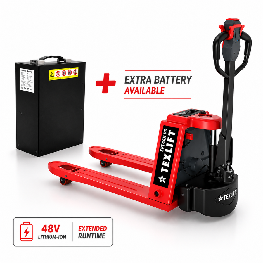 4,400 lb Full Electric Pallet Jack with Extra 48V Lithium Battery – EPT44K PD - TEXLIFT