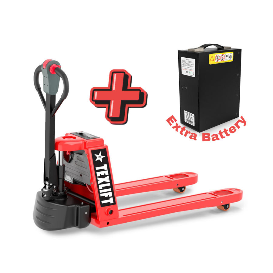 4400 Lbs Capacity Electric Pallet Truck with Extra Plug-in 48V/15Ah Lithium Battery – High-Capacity, Long-Lasting Power - TEXLIFT