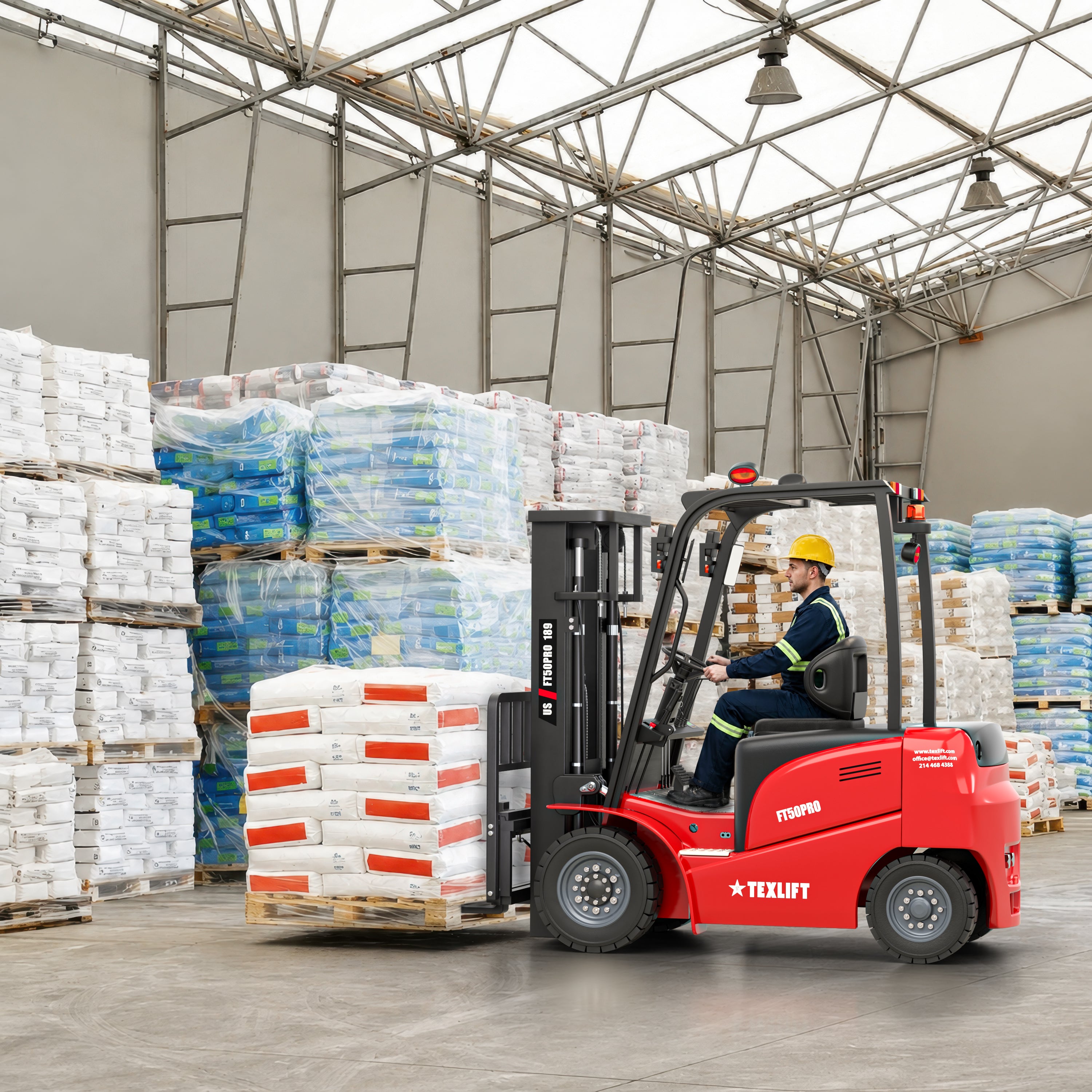 5,000 lb Electric Forklift | 189" (16 ft) Lift | Lithium Battery | Side Shift - TEXLIFT