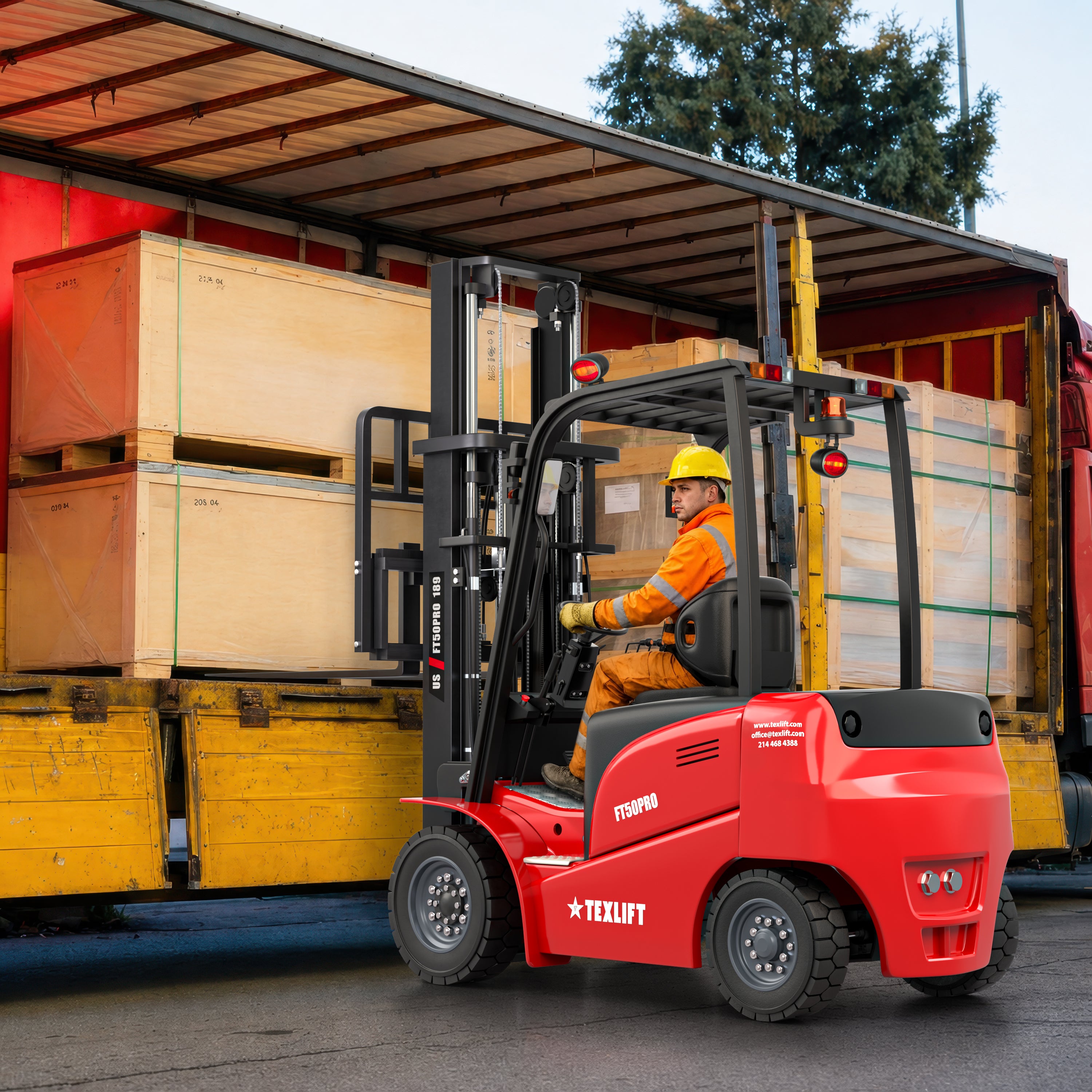 5,000 lb Electric Forklift | 189" (16 ft) Lift | Lithium Battery | Side Shift - TEXLIFT
