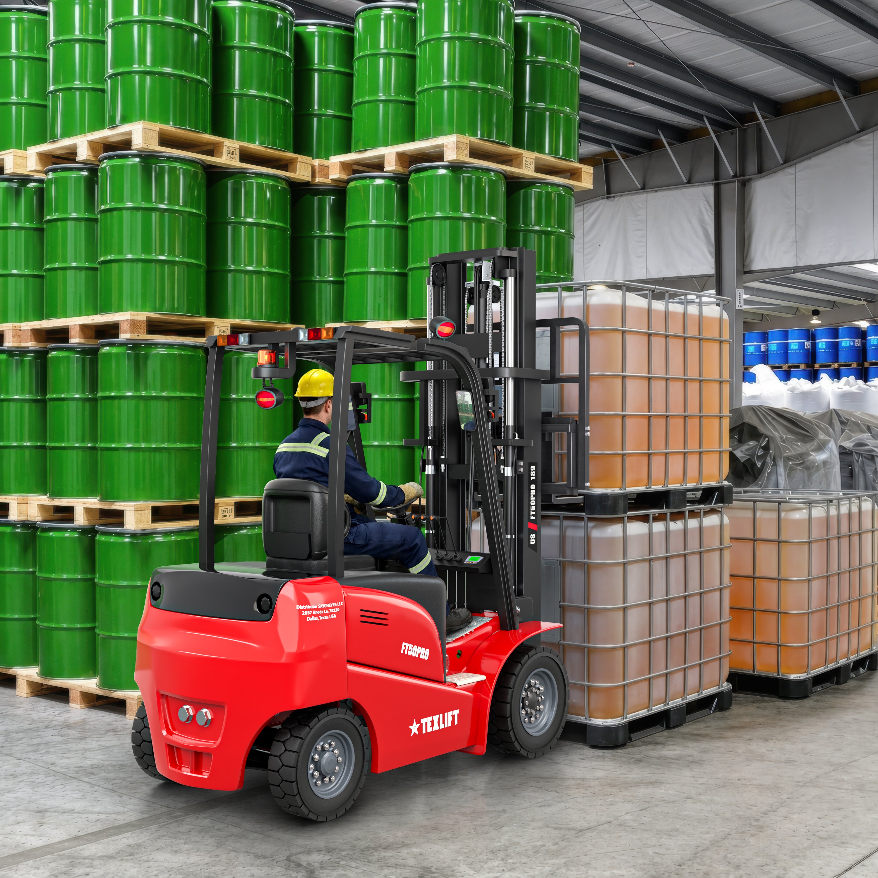 5,000 lb Electric Forklift | 189" (16 ft) Lift | Lithium Battery | Side Shift - TEXLIFT