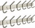 2 Pack Wall Mounted Coat Rack – 6 Heavy-Duty Hooks – Silver Stainless Steel