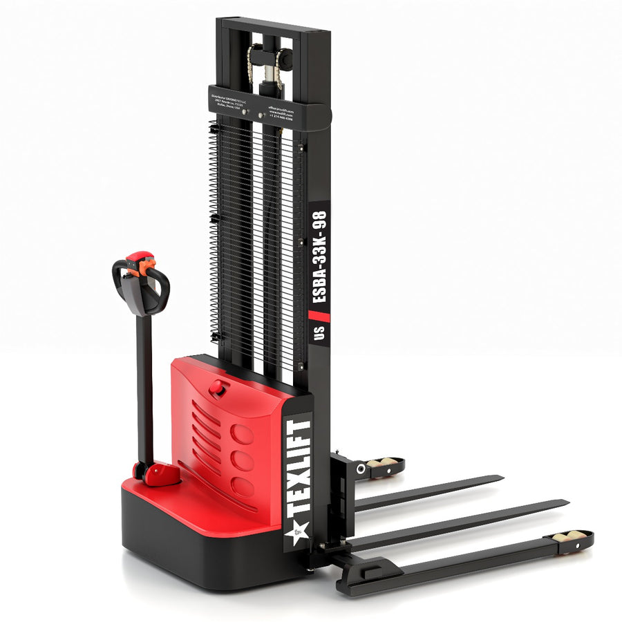Adjustable Electric Walkie Stacker – 3300Lbs Capacity, 98" Lift Height - TEXLIFT