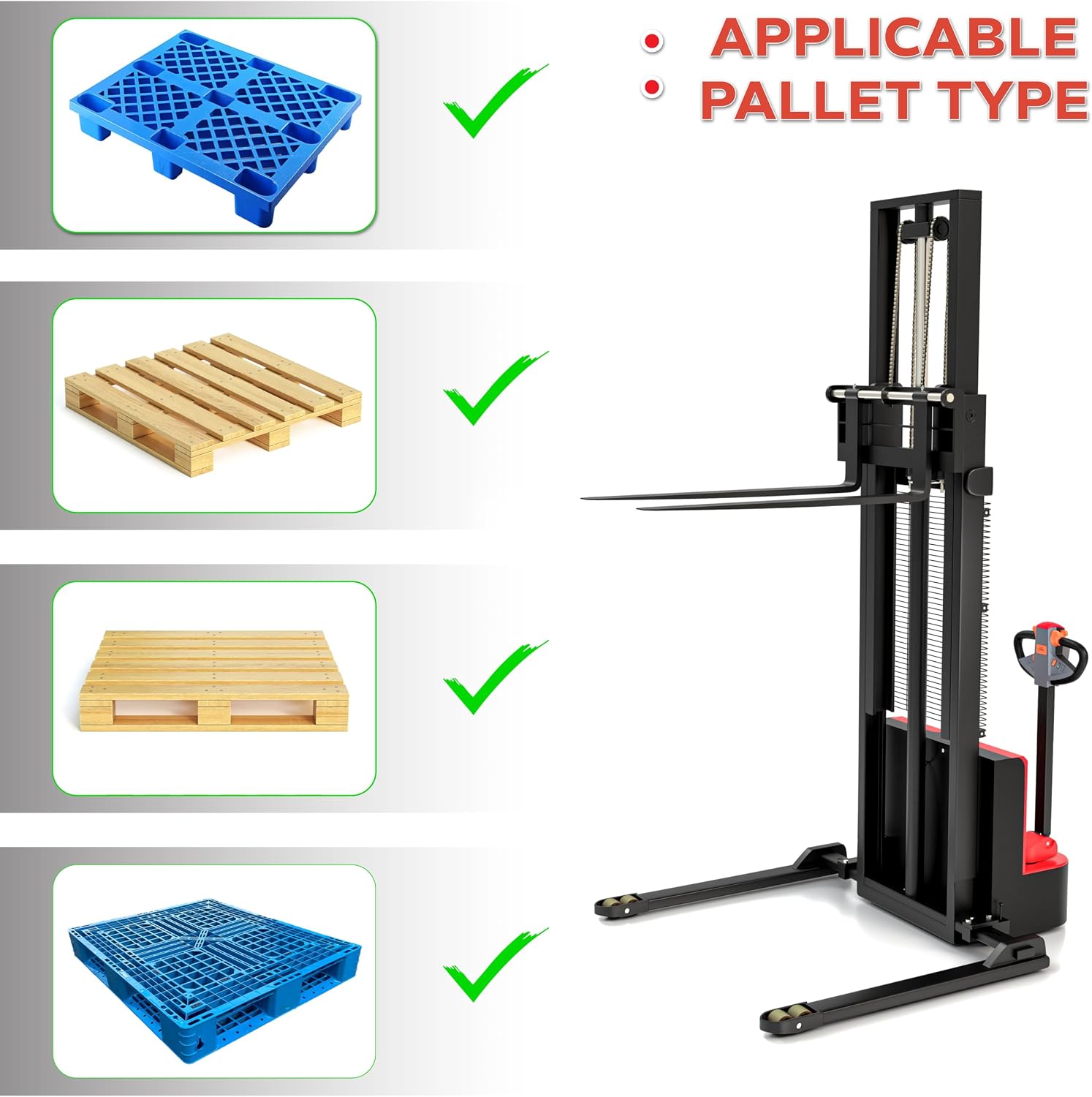 Adjustable Electric Walkie Stacker – 3300Lbs Capacity, 98" Lift Height - TEXLIFT