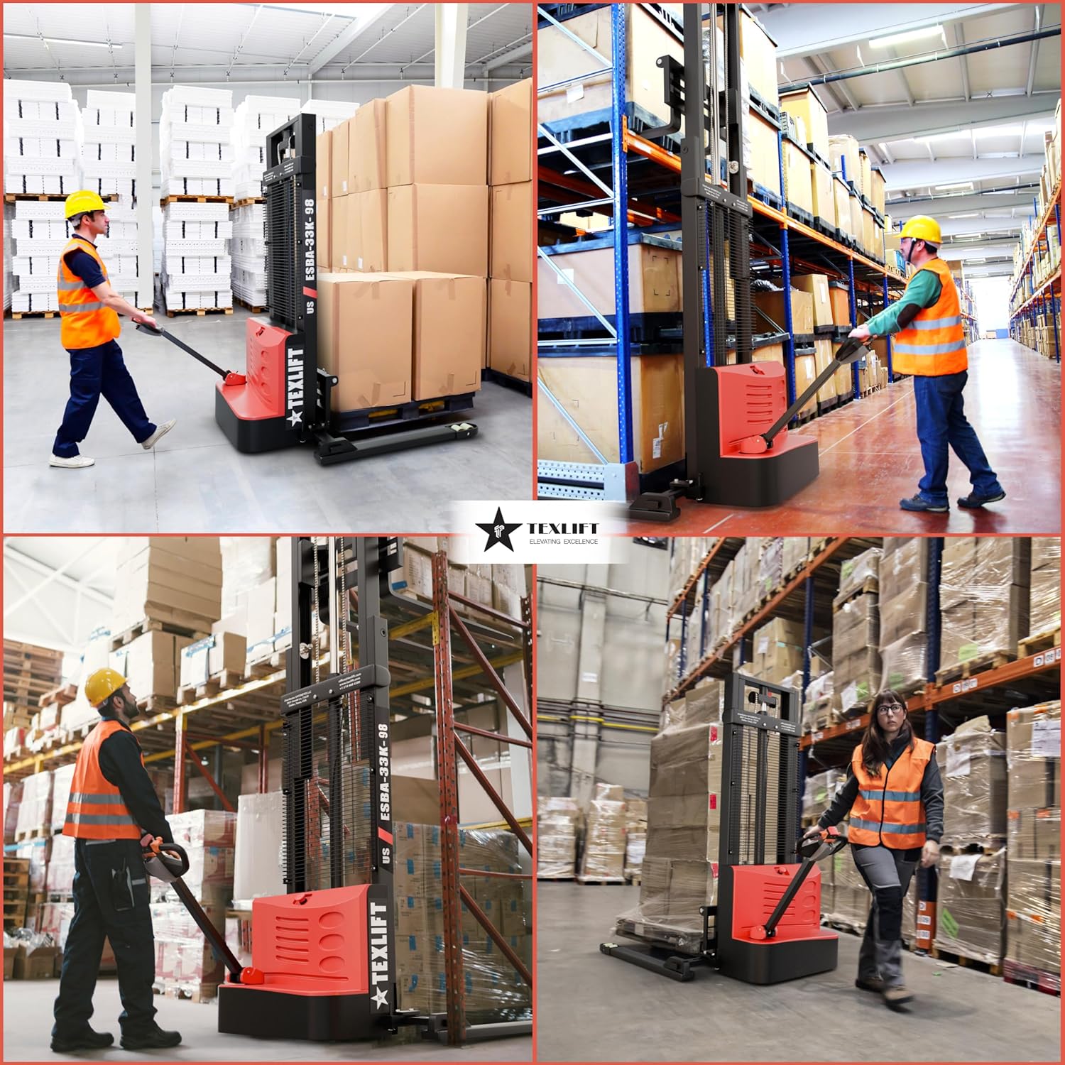 Adjustable Electric Walkie Stacker – 3300Lbs Capacity, 98" Lift Height - TEXLIFT
