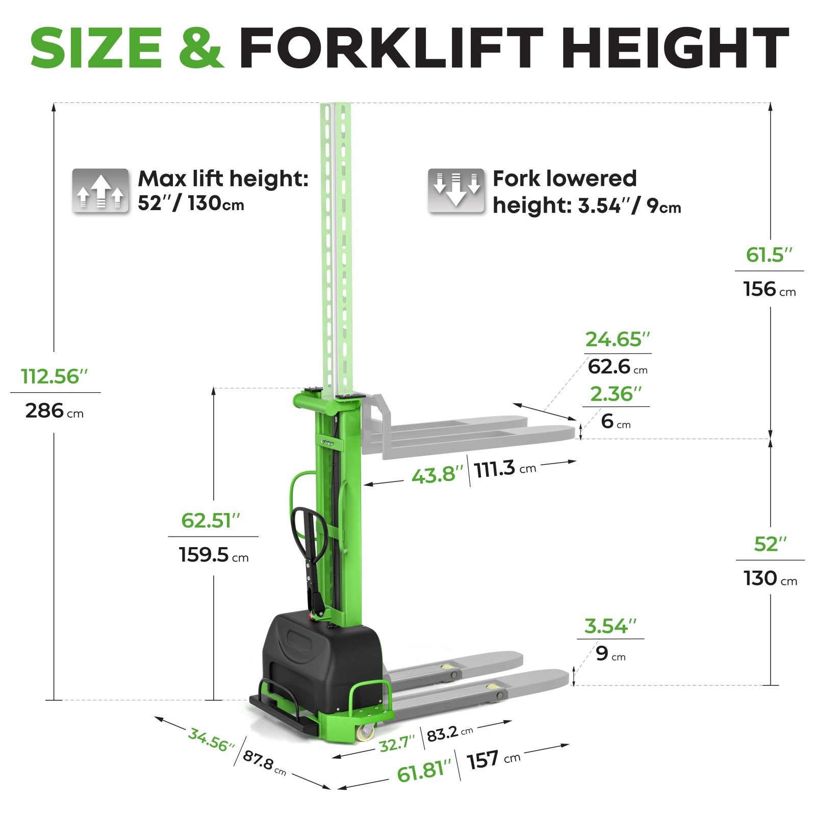1100 lbs Semi-Electric Self Stacker - Lightweight & Reliable Solution
