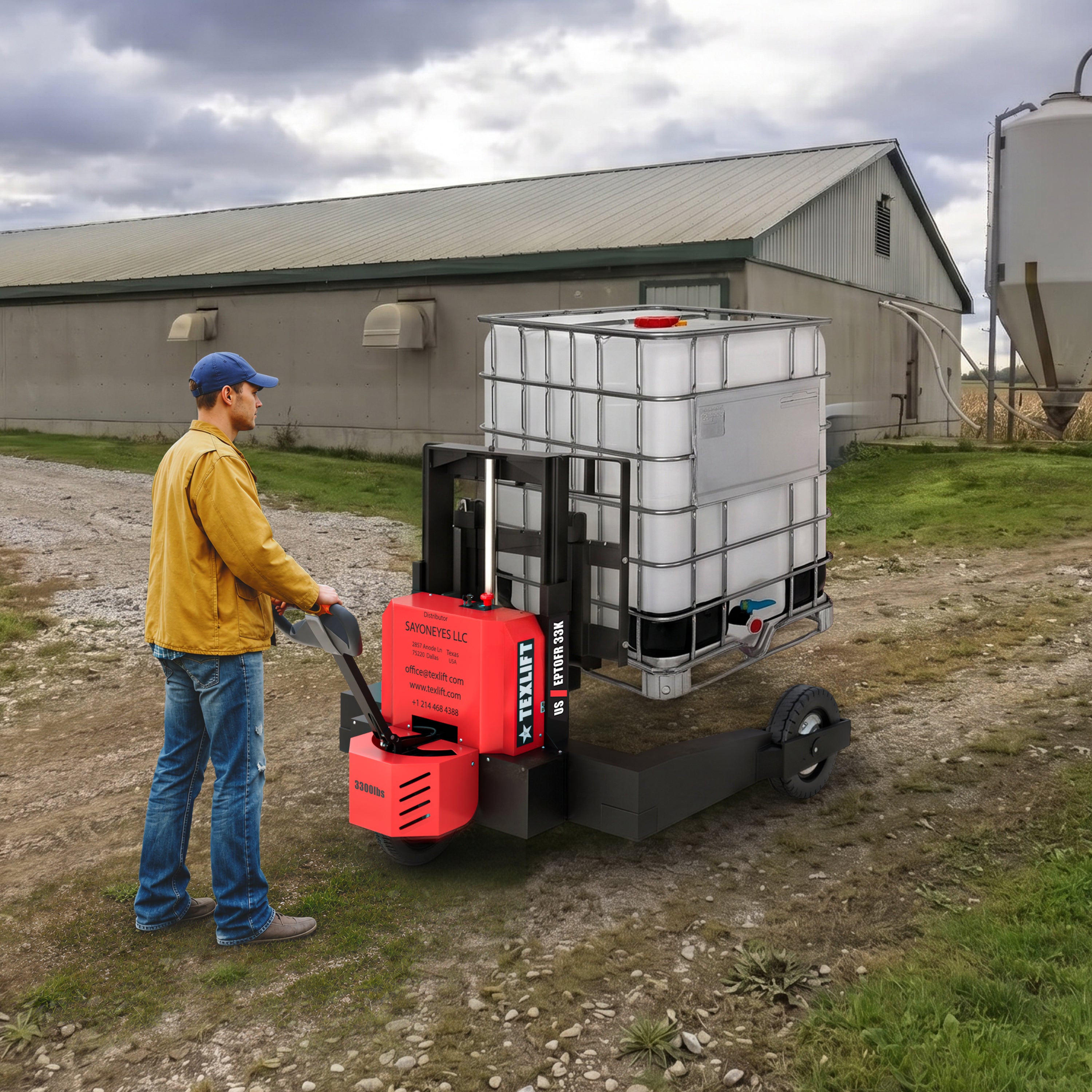 All-Terrain Offroad Electric Pallet Jack – 3,300 lbs Capacity, 12″ Lift, Solid Tires – US-EPTOFR33K - TEXLIFT