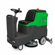 Commercial Ride-On Floor Scrubber – 34" Cleaning Path | Heavy-Duty Battery Powered Floor Cleaning Machine