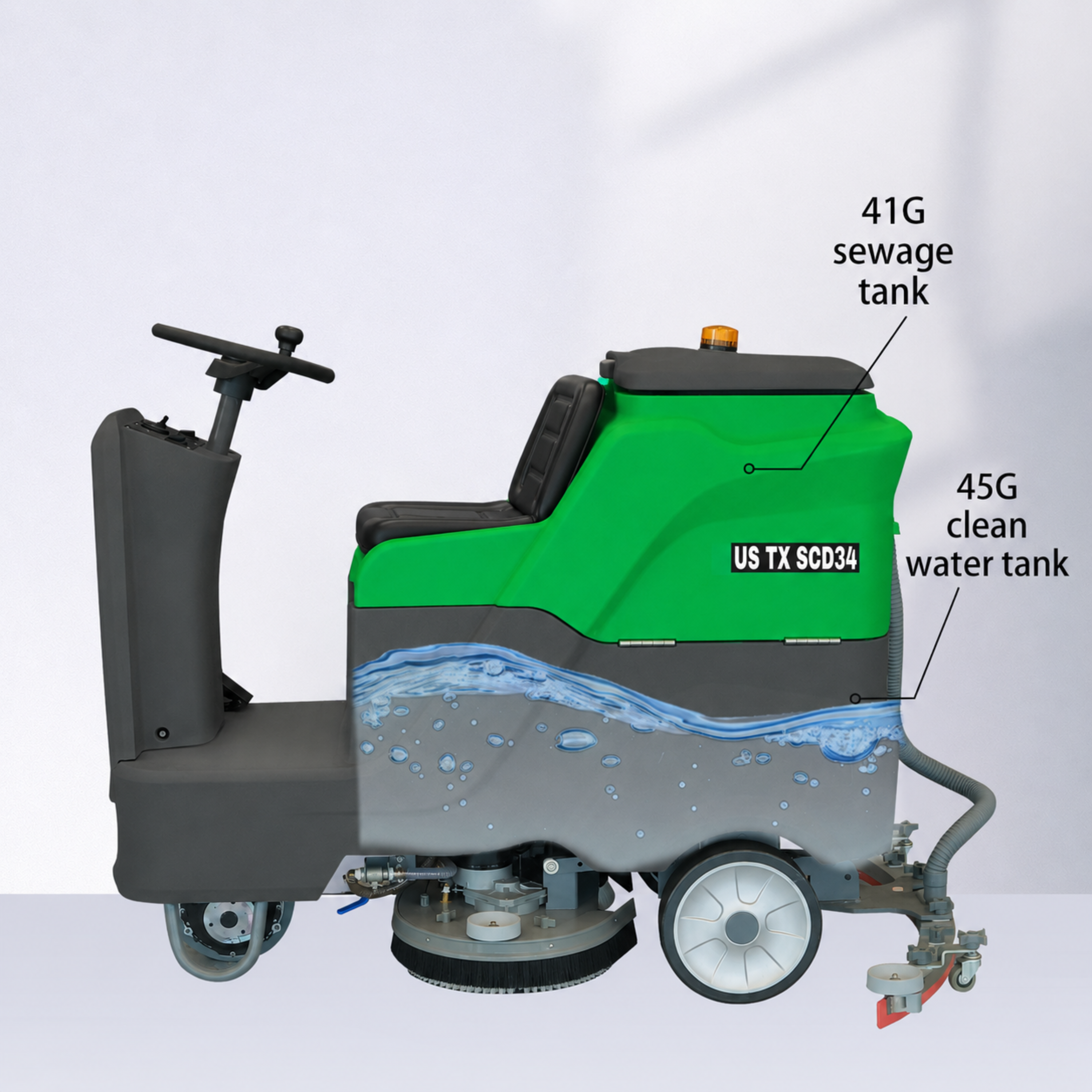 Commercial Ride-On Floor Scrubber – 34" Cleaning Path | Heavy-Duty Battery Powered Floor Cleaning Machine - TEXLIFT
