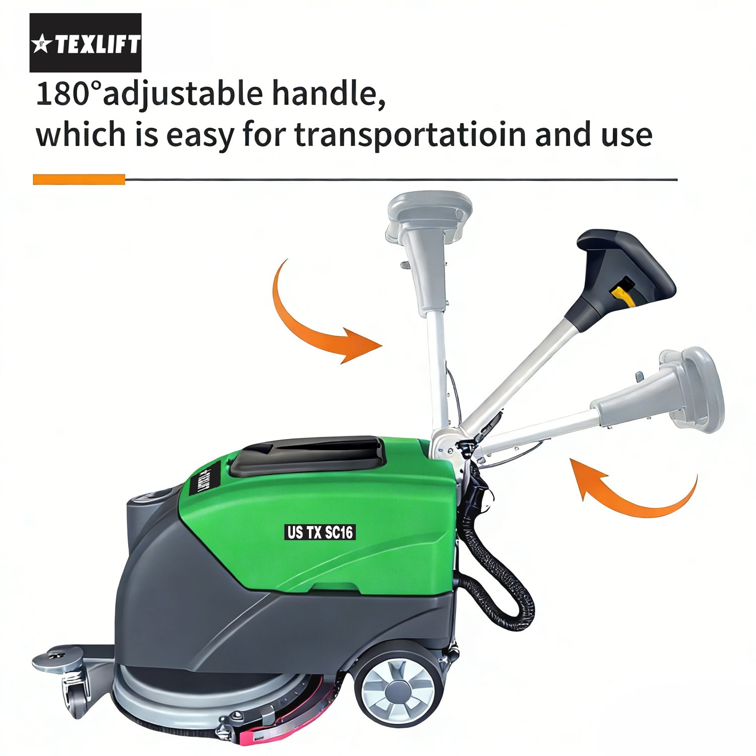 Commercial Walk-Behind Floor Scrubber – US TX SC16 | Quiet 16″ Scrubber | 110V - TEXLIFT