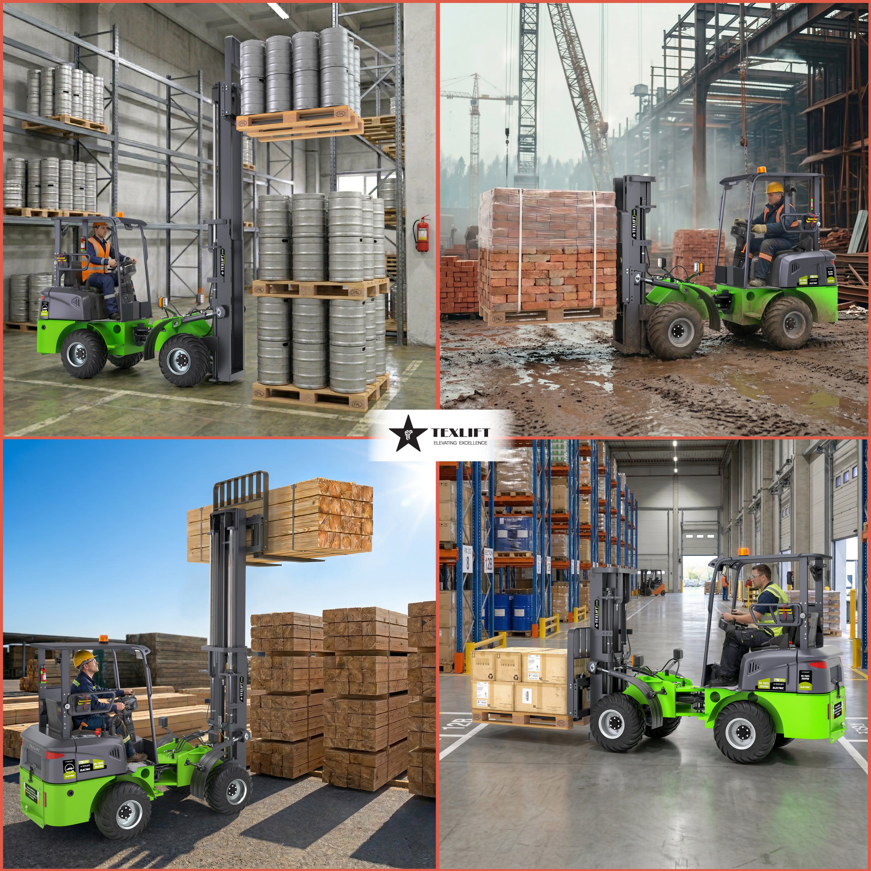 Electric Wheel Offroad Forklift – US-TXEFL265PRO (2,650 lb Capacity, 4WD, Lithium Battery) - TEXLIFT