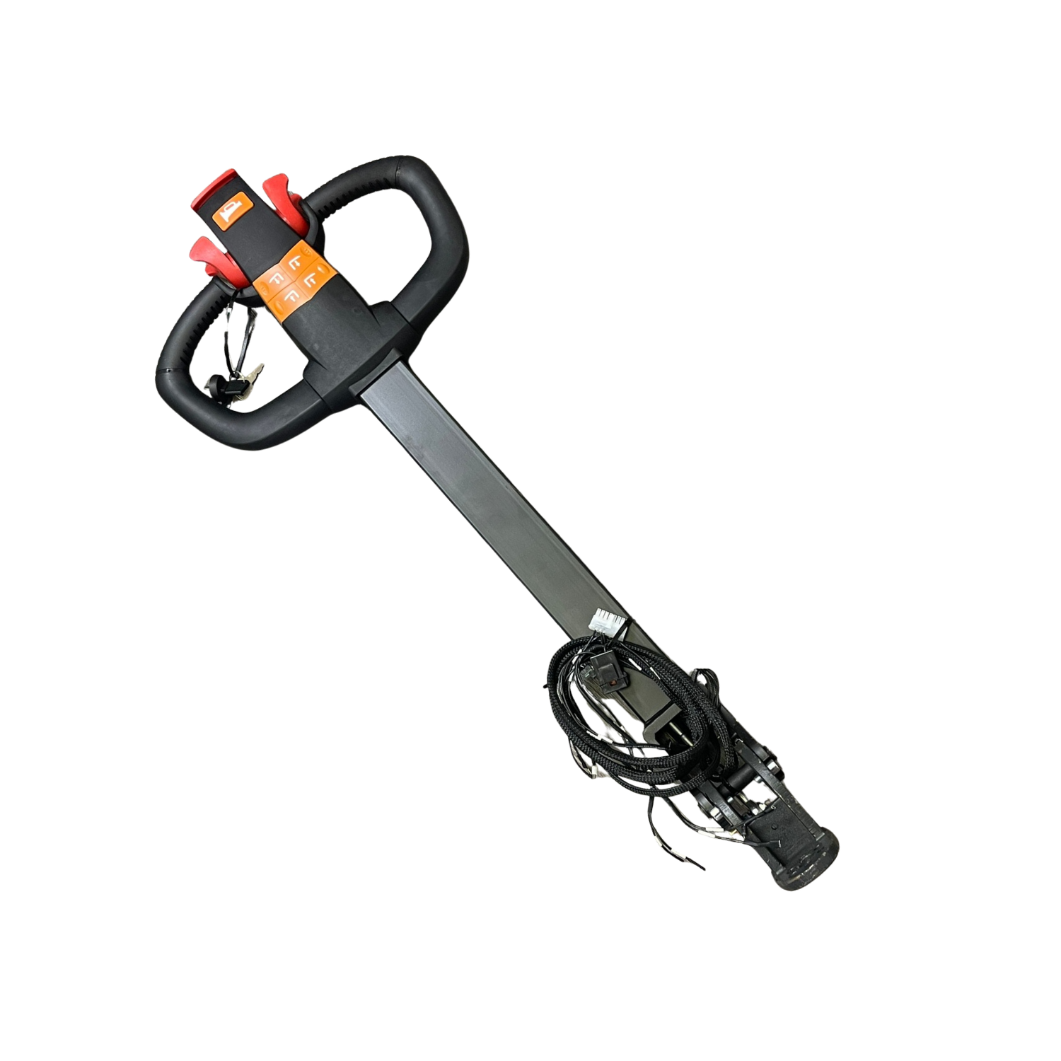 Frei Handle for Electric Pallet Stacker on a white background