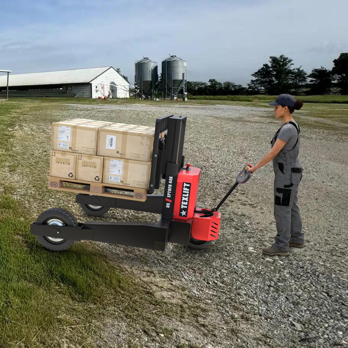 Off-Road Electric Pallet Jack – 4,400 lbs Capacity, 12″ Lift, Solid Tires – Model US-EPTOFR44K - TEXLIFT