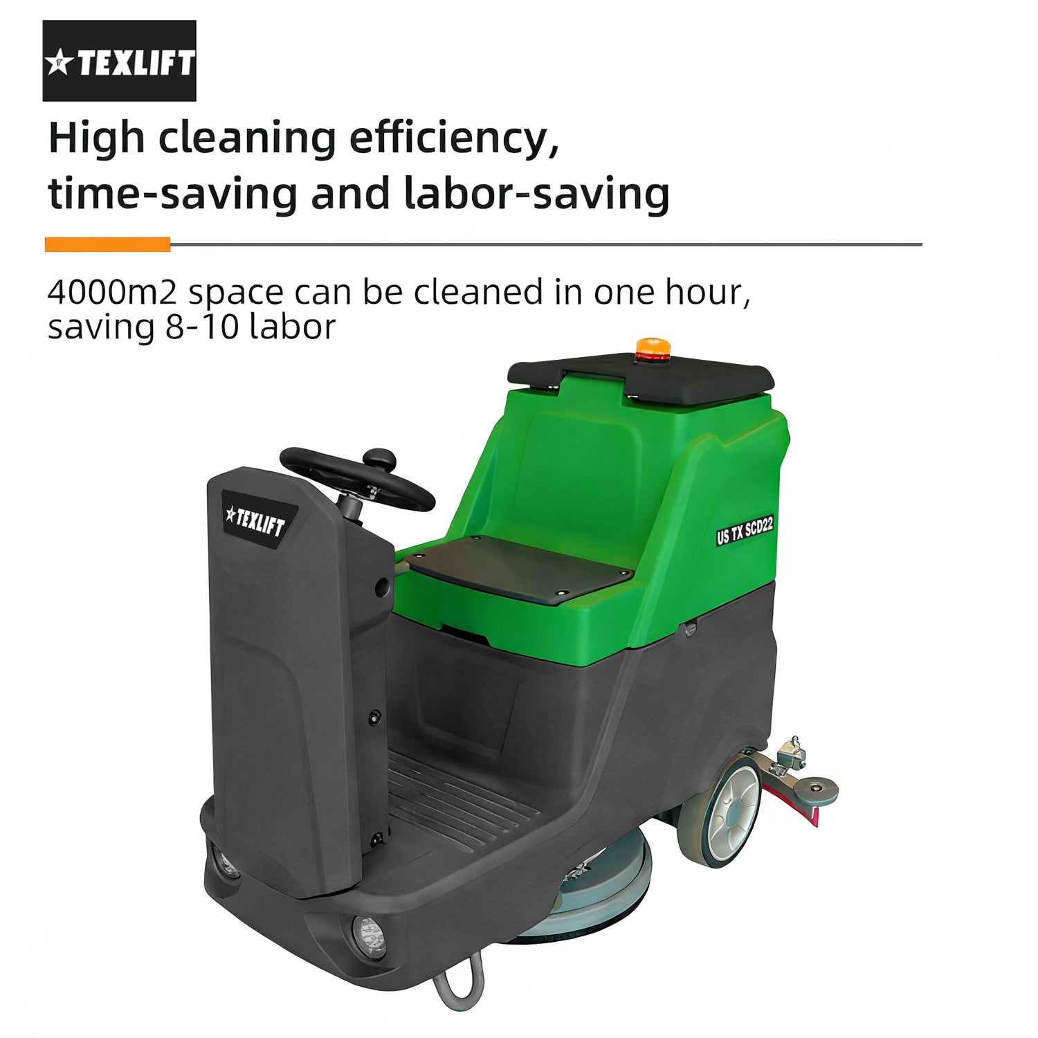 Ride-On Floor Scrubber – US-TX SCD22 (22″ Cleaning Path, 24V Battery Powered) - TEXLIFT