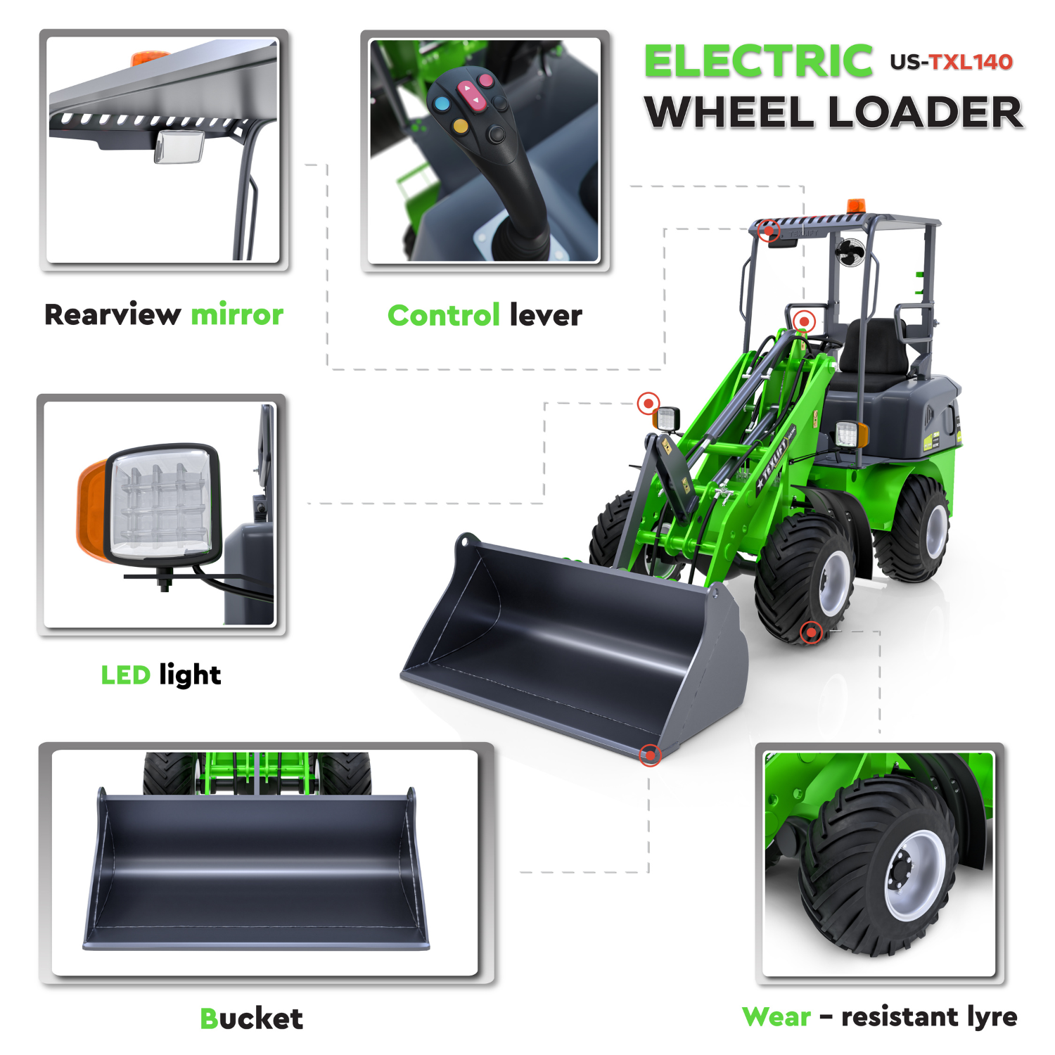 Texlift Electric Loader in operation, showcasing its compact design, powerful lifting capabilities, and user-friendly controls.