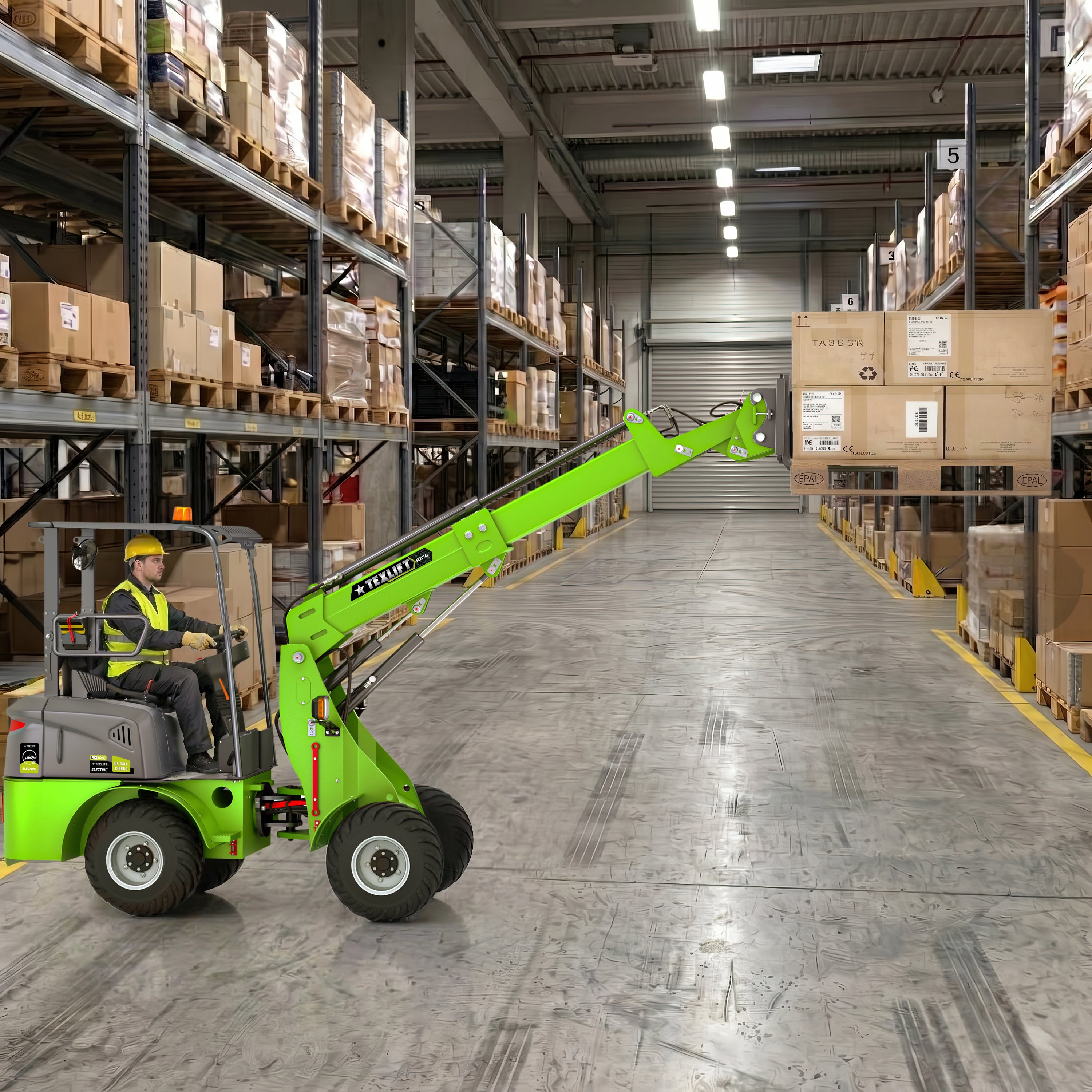 Texlift US-TXLT132 PRO Electric Telescopic Wheel Loader – 1,320 lb Capacity, 155″ Lift - TEXLIFT