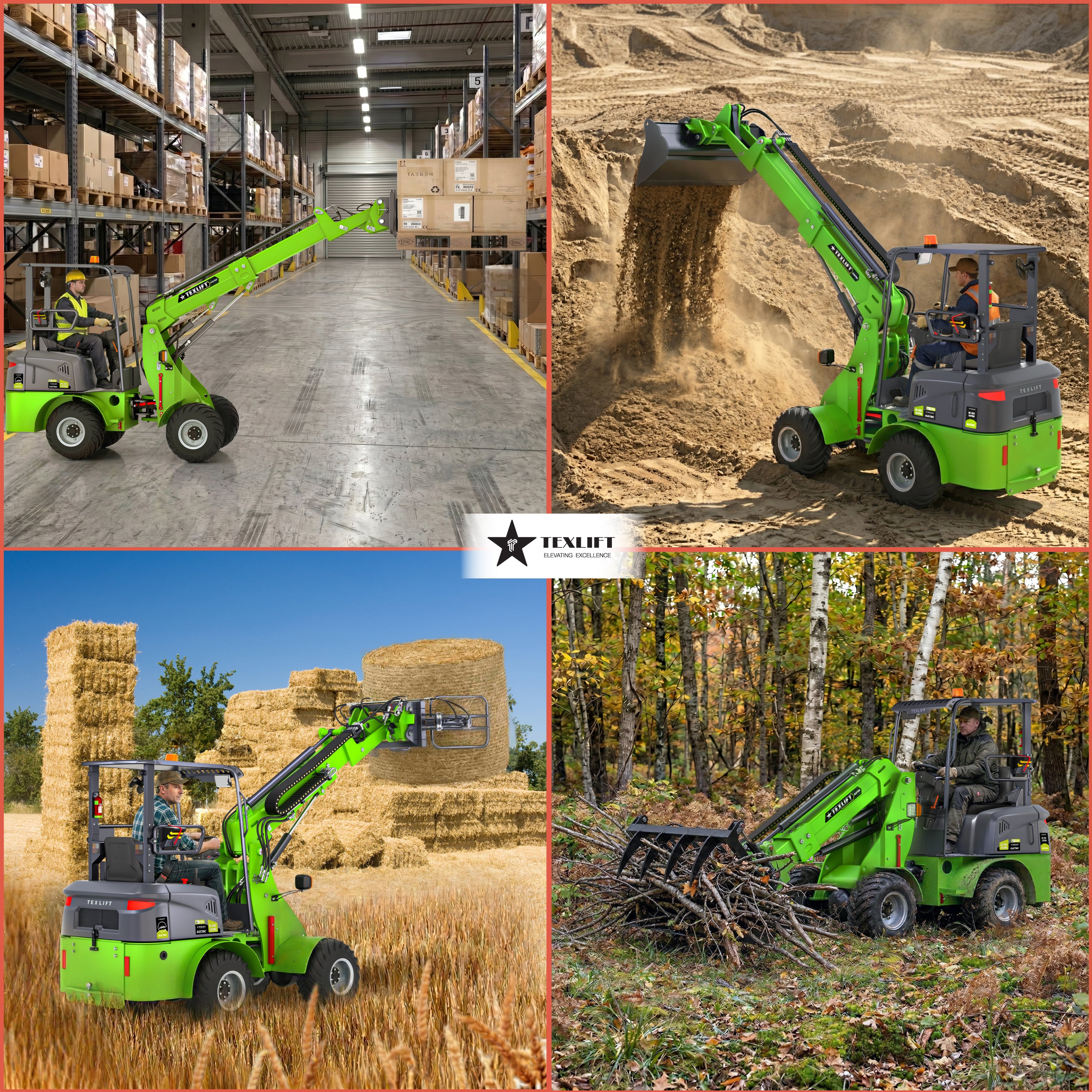 Texlift US-TXLT132 PRO Electric Telescopic Wheel Loader – 1,320 lb Capacity, 155″ Lift - TEXLIFT