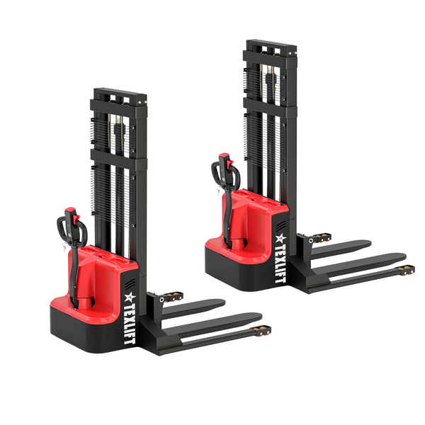 2-Pack 3300Lbs Capacity Full Electric Walkie Pallet Stacker with Fixed Straddle Legs and 138” Lift Height