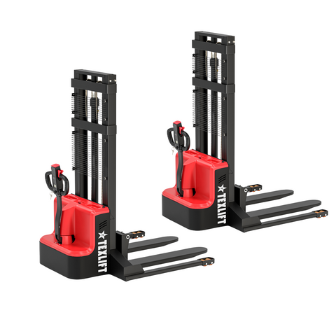 2-Pack 3300 lbs Capacity Full Electric Walkie Pallet Stacker with Fixed Straddle Legs and 138” Lift Height