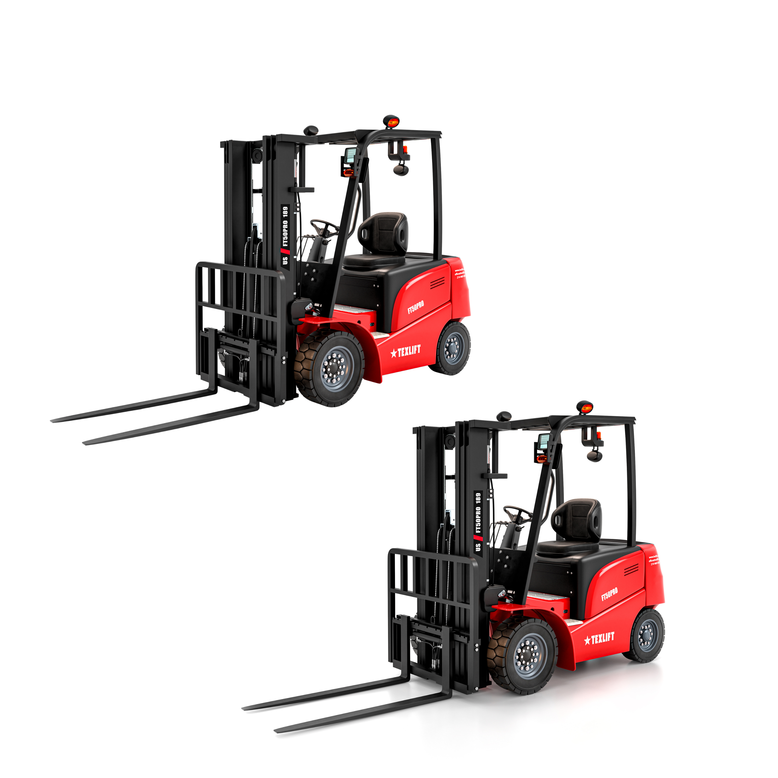 Electric Forklift 2-Pack with Side Shift – 5,000 lb Capacity, 16 ft (189″) Lift | US-FT50PRO 189