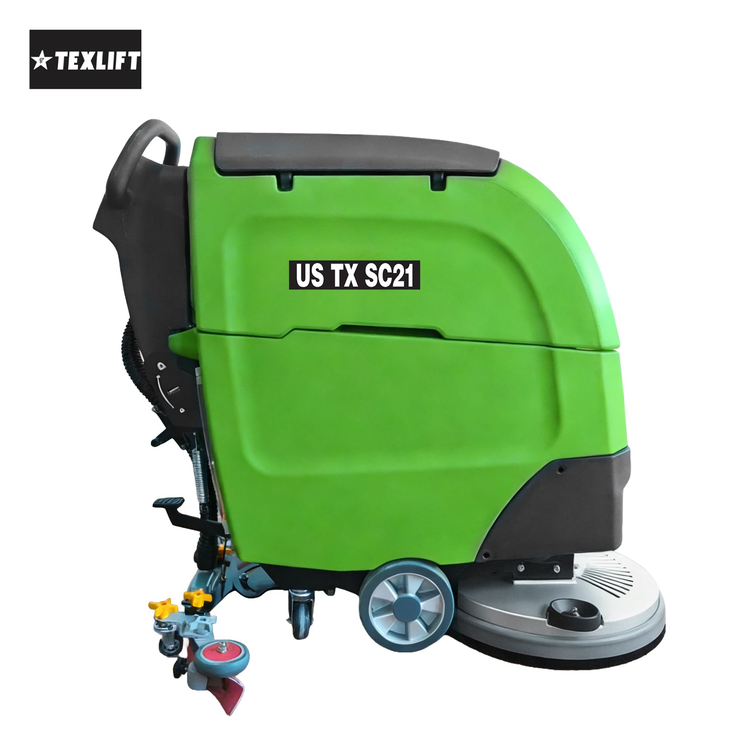 US-TX SC21 Walk-Behind Scrubber — 21″ Cleaning Path, High-Capacity Tanks, 24V Power - TEXLIFT