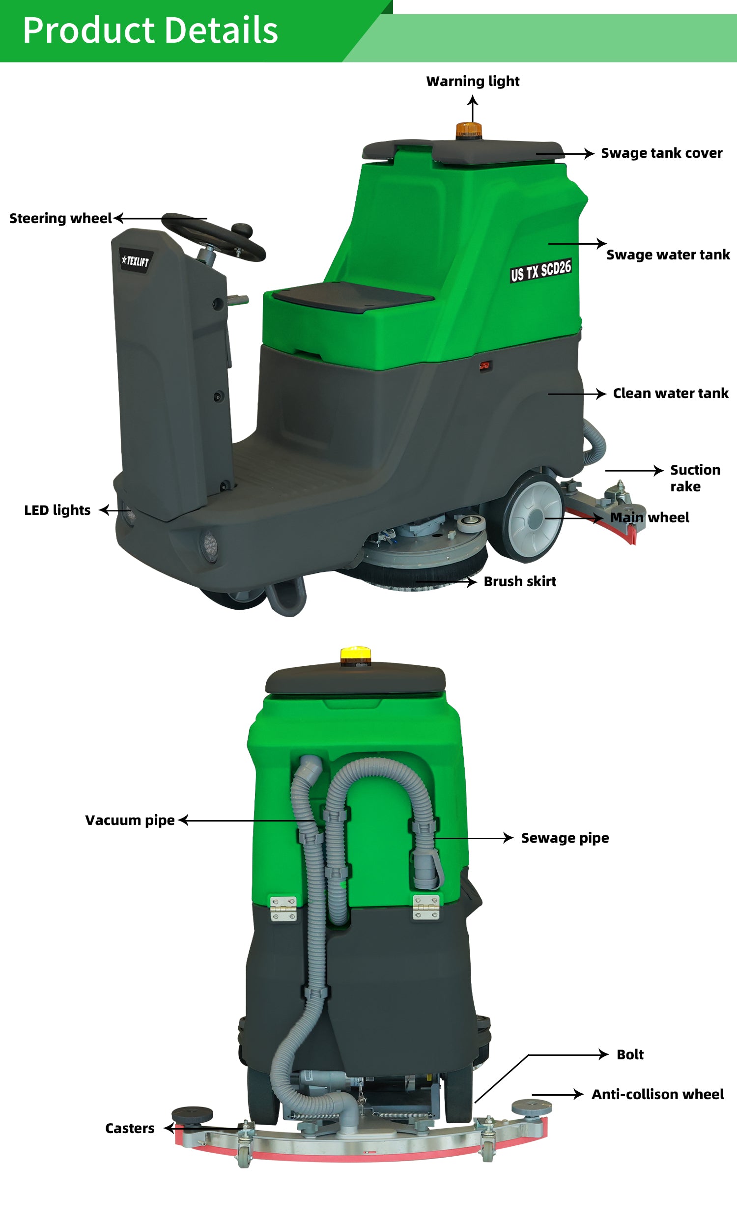 US-TX SCD26 Commercial Ride-On Floor Scrubber - TEXLIFT